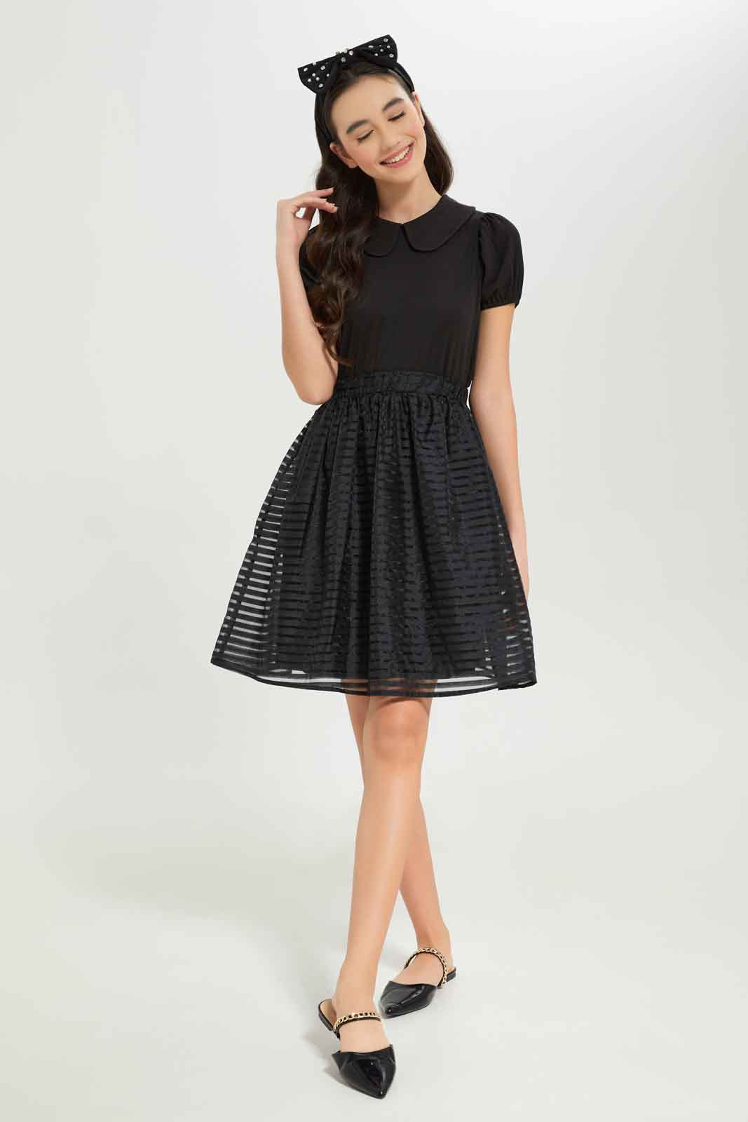 Redtag-Girls-Black-Peter-Pan-Collar-Blouse-Category:Blouses,-Colour:Black,-Deals:New-In,-Dept:Girls,-Filter:Senior-Girls-(8-to-14-Yrs),-GSR-Blouses,-New-In-GSR-APL,-Non-Sale,-S23B,-Section:Girls-(0-to-14Yrs),-VLM-Senior-Girls-9 to 14 Years
