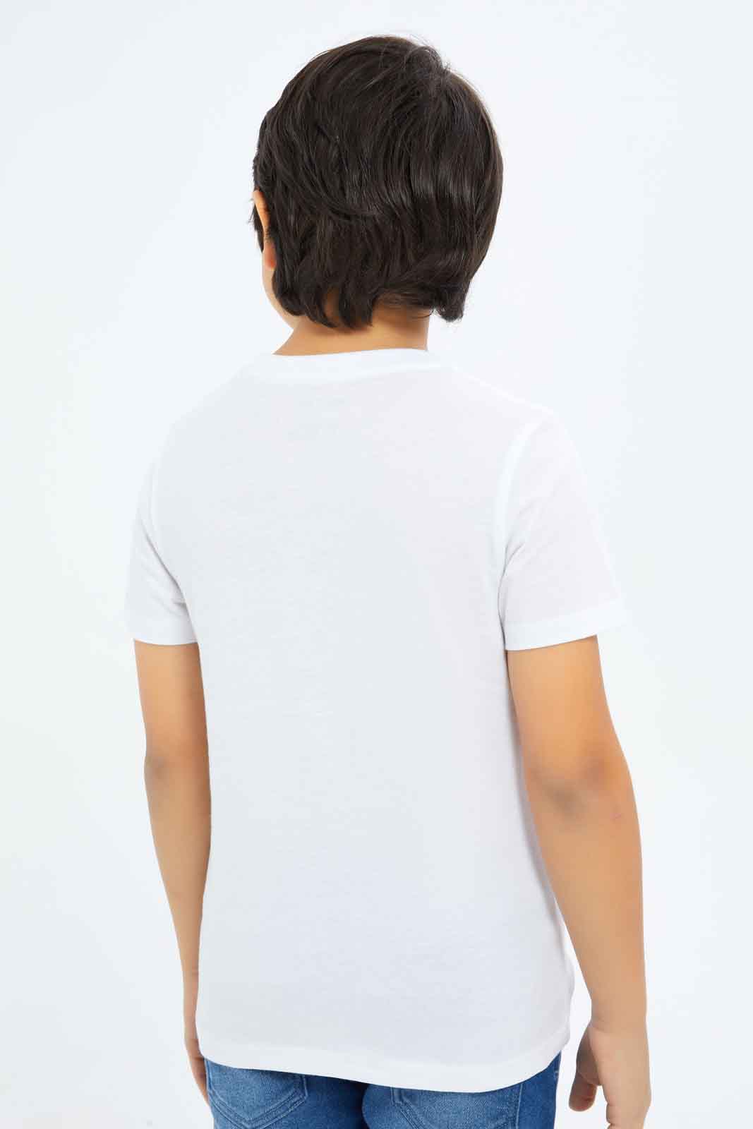 Redtag-Boys-White-Football-Print-Short-Sleeve-T-Shirt-BOY-T-Shirts,-Category:T-Shirts,-Colour:White,-Deals:New-In,-Dept:Boys,-Filter:Boys-(2-to-8-Yrs),-New-In-BOY-APL,-Non-Sale,-S23B,-Section:Boys-(0-to-14Yrs),-TBL-Boys-2 to 8 Years