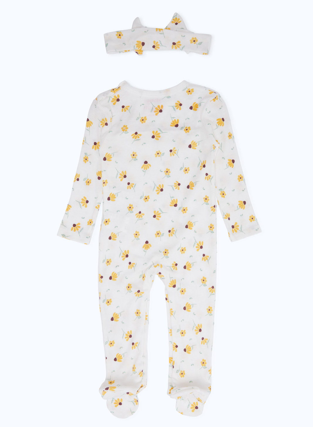 Redtag-Assorted-Girl-Aop-2Pc-Rib-Sleepsuit-With-Headband-Category:Sleepsuits,-Colour:Navy,-Deals:New-In,-Dept:New-Born,-Filter:Baby-(0-to-12-Mths),-H1:KWR,-H2:NBF,-H3:NWR,-H4:SST,-NBF-Sleepsuits,-New-In-NBF-APL,-Non-Sale,-S23B,-Season:S23B,-Section:Boys-(0-to-14Yrs)-Baby-0 to 12 Months