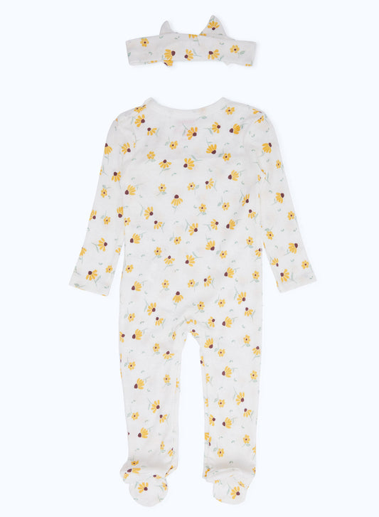 Redtag-Assorted-Girl-Aop-2Pc-Rib-Sleepsuit-With-Headband-Category:Sleepsuits,-Colour:Navy,-Deals:New-In,-Dept:New-Born,-Filter:Baby-(0-to-12-Mths),-H1:KWR,-H2:NBF,-H3:NWR,-H4:SST,-NBF-Sleepsuits,-New-In-NBF-APL,-Non-Sale,-S23B,-Season:S23B,-Section:Boys-(0-to-14Yrs)-Baby-0 to 12 Months