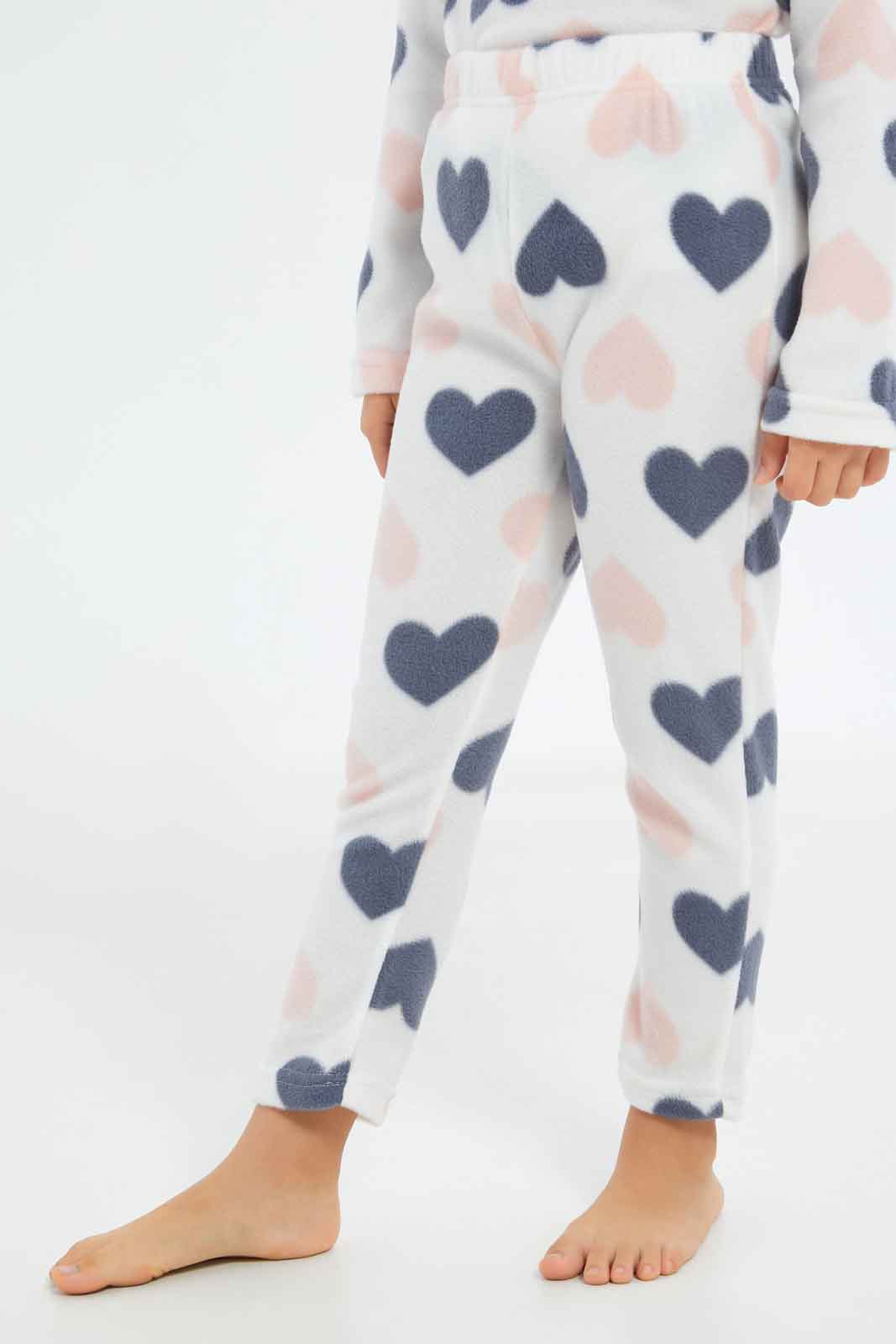 Redtag-Girls-Cream-Heart-Pyjama-Set-Category:Pyjama-Sets,-Colour:Cream,-Deals:New-In,-Dept:Girls,-Filter:Girls-(2-to-8-Yrs),-GIR-Pyjama-Sets,-New-In-GIR-APL,-Non-Sale,-S23A,-Section:Girls-(0-to-14Yrs)-Girls-2 to 8 Years