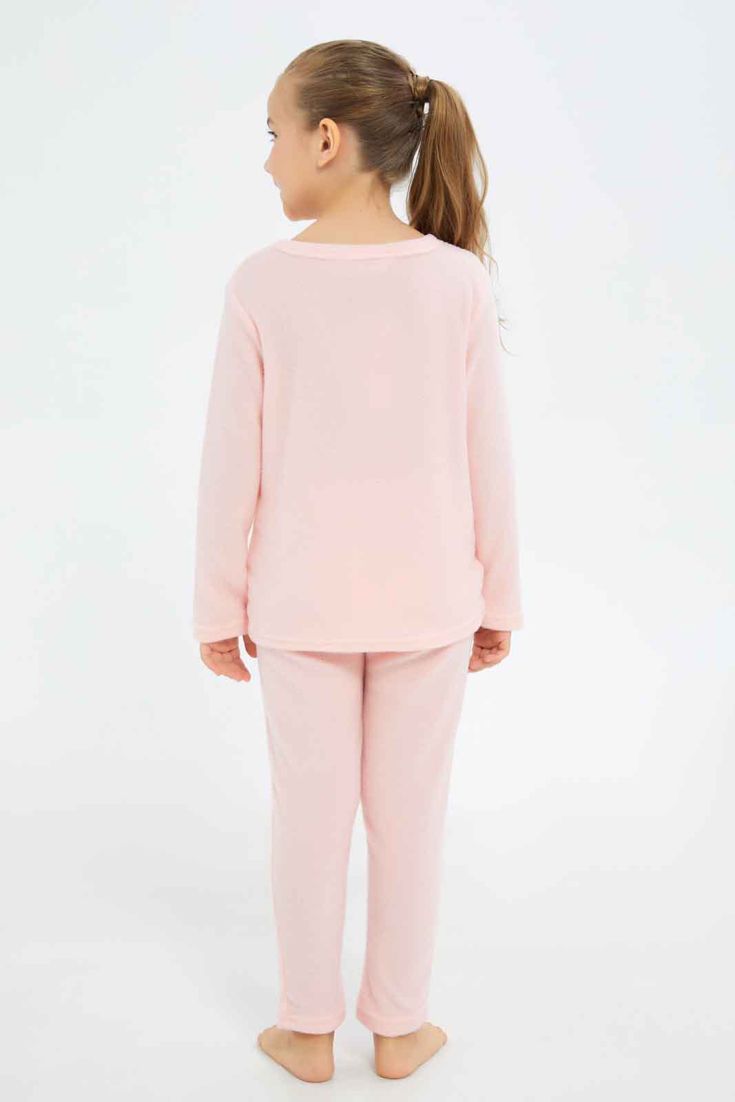 Redtag-Girls-Pink-Bunny-Pajama-Set-Category:Pyjama-Sets,-Colour:Apricot,-Deals:New-In,-Dept:Girls,-Filter:Girls-(2-to-8-Yrs),-GIR-Pyjama-Sets,-New-In-GIR-APL,-Non-Sale,-S23A,-Section:Girls-(0-to-14Yrs)-Girls-2 to 8 Years