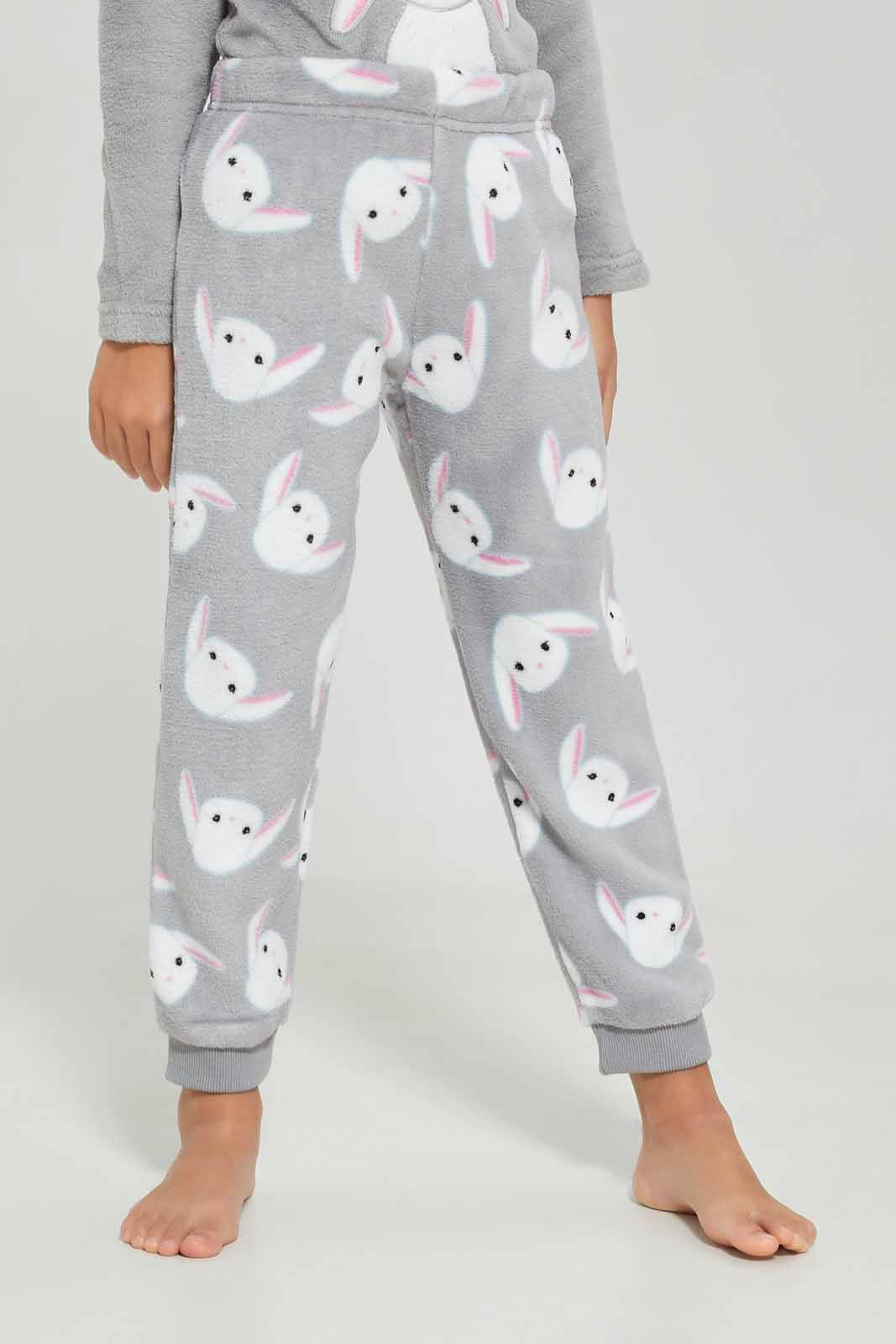 Redtag-Girls-Grey-Bunny-Pajama-Set-Category:Pyjama-Sets,-Colour:Grey,-Deals:New-In,-Dept:Girls,-Filter:Girls-(2-to-8-Yrs),-GIR-Pyjama-Sets,-New-In-GIR-APL,-Non-Sale,-S23A,-Section:Girls-(0-to-14Yrs)-Girls-2 to 8 Years