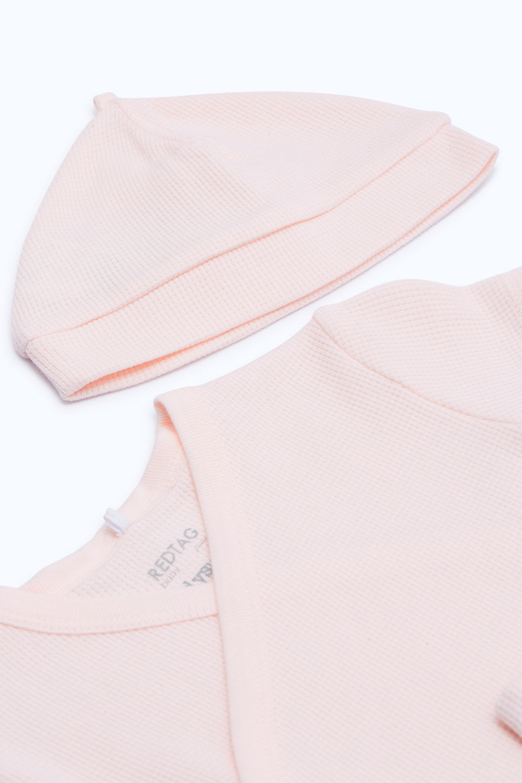 Redtag-Girls-3Pc-Waffle-Set-Girl-Pink-Category:Gift-Sets,-Colour:Assorted,-Deals:New-In,-Dept:New-Born,-Filter:Baby-(0-to-12-Mths),-H1:KWR,-H2:NBF,-H3:SET,-H4:GFS,-NBG-Gift-Sets,-New-In-NBG-APL,-Non-Sale,-S23B,-Season:S23B,-Section:Boys-(0-to-14Yrs)-Baby-0 to 12 Months