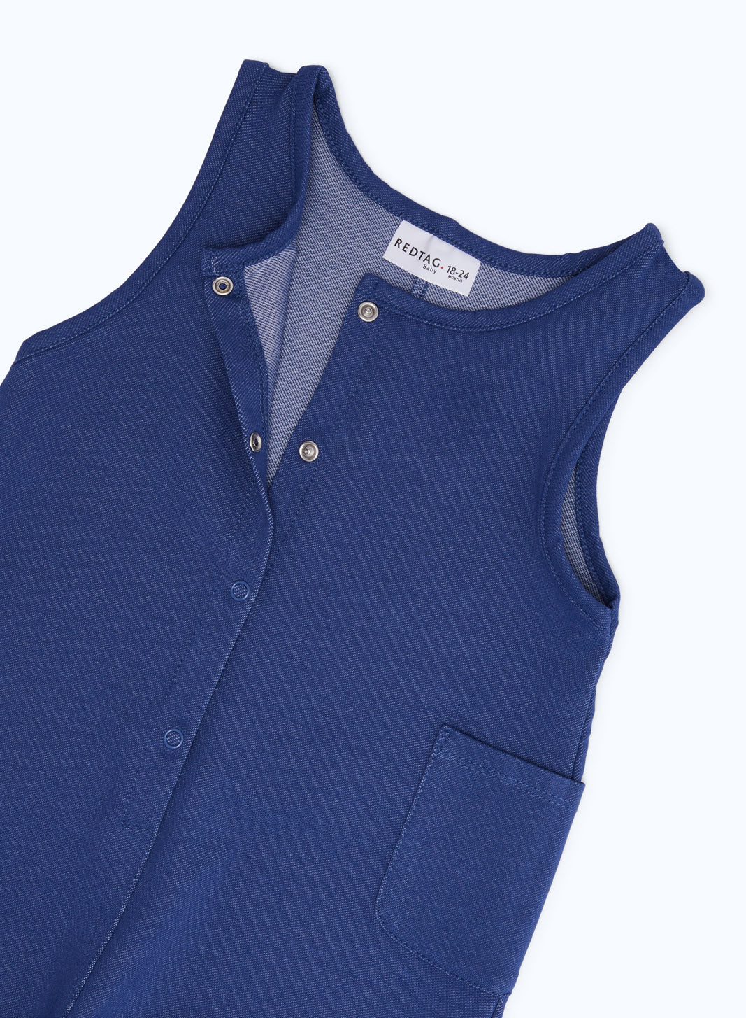 Redtag-Girls-Denim-Knit-Jumpsuit-Category:Jumpsuits,-Colour:Denim,-Deals:2-FOR-90,-Deals:New-In,-Dept:Girls,-Filter:Infant-Girls-(3-to-24-Mths),-H1:KWR,-H2:ING,-H3:SET,-H4:JMS,-ING-Jumpsuits,-New-In-ING-APL,-Non-Sale,-S23B,-Season:S23B,-Section:Girls-(0-to-14Yrs)-Infant-Girls-3 to 24 Months