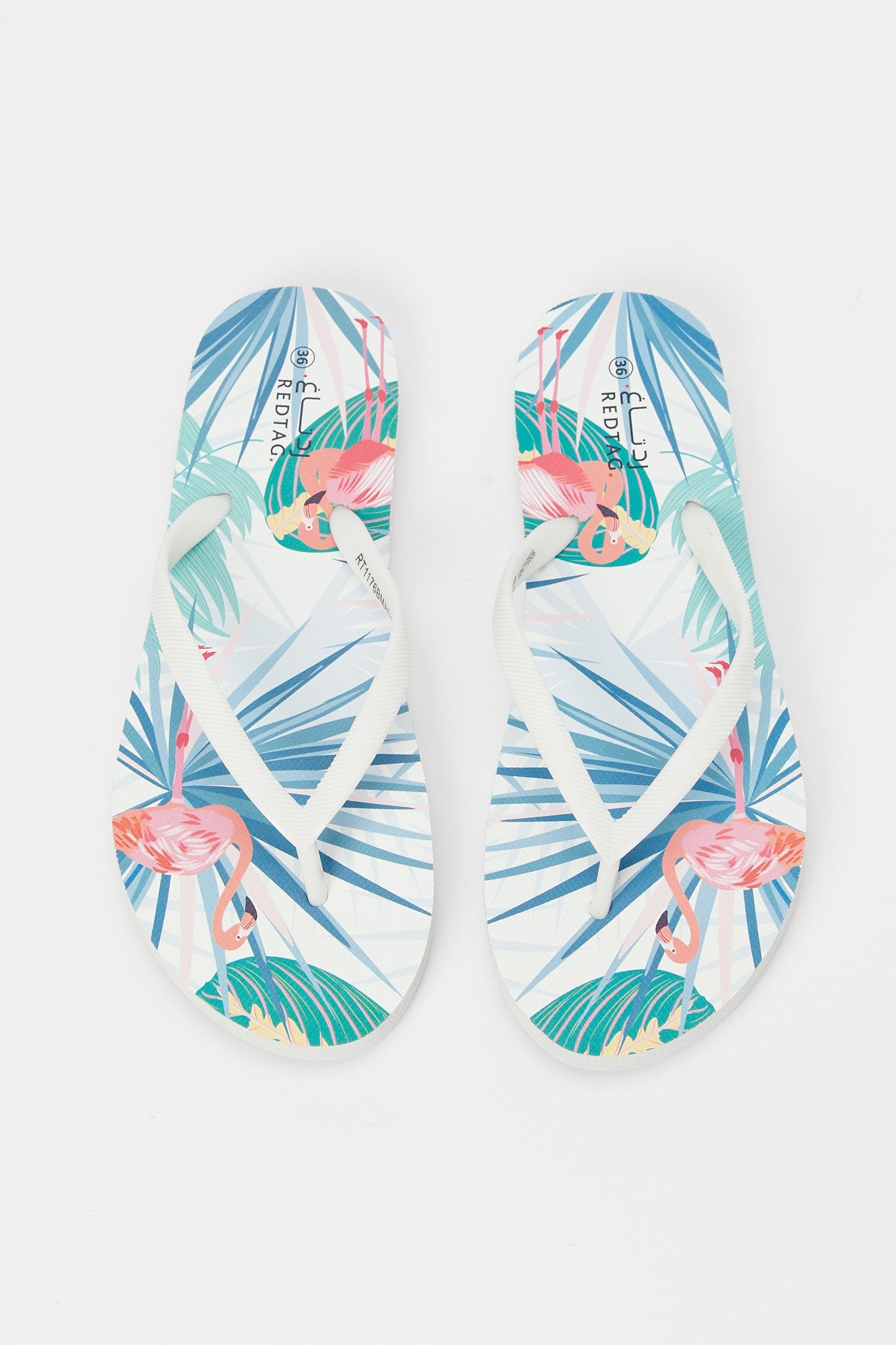 Redtag-White-Palm-Print-Flip-Flop-Category:Shoes,-Colour:White,-Deals:New-In,-Filter:Women's-Footwear,-H1:FOO,-H2:LAD,-H3:SAF,-H4:FLF,-N/A,-New-In-Women-FOO,-Non-Sale,-S23B,-Season:S23B,-Section:Women,-Women-Flip-Flops-Women's-