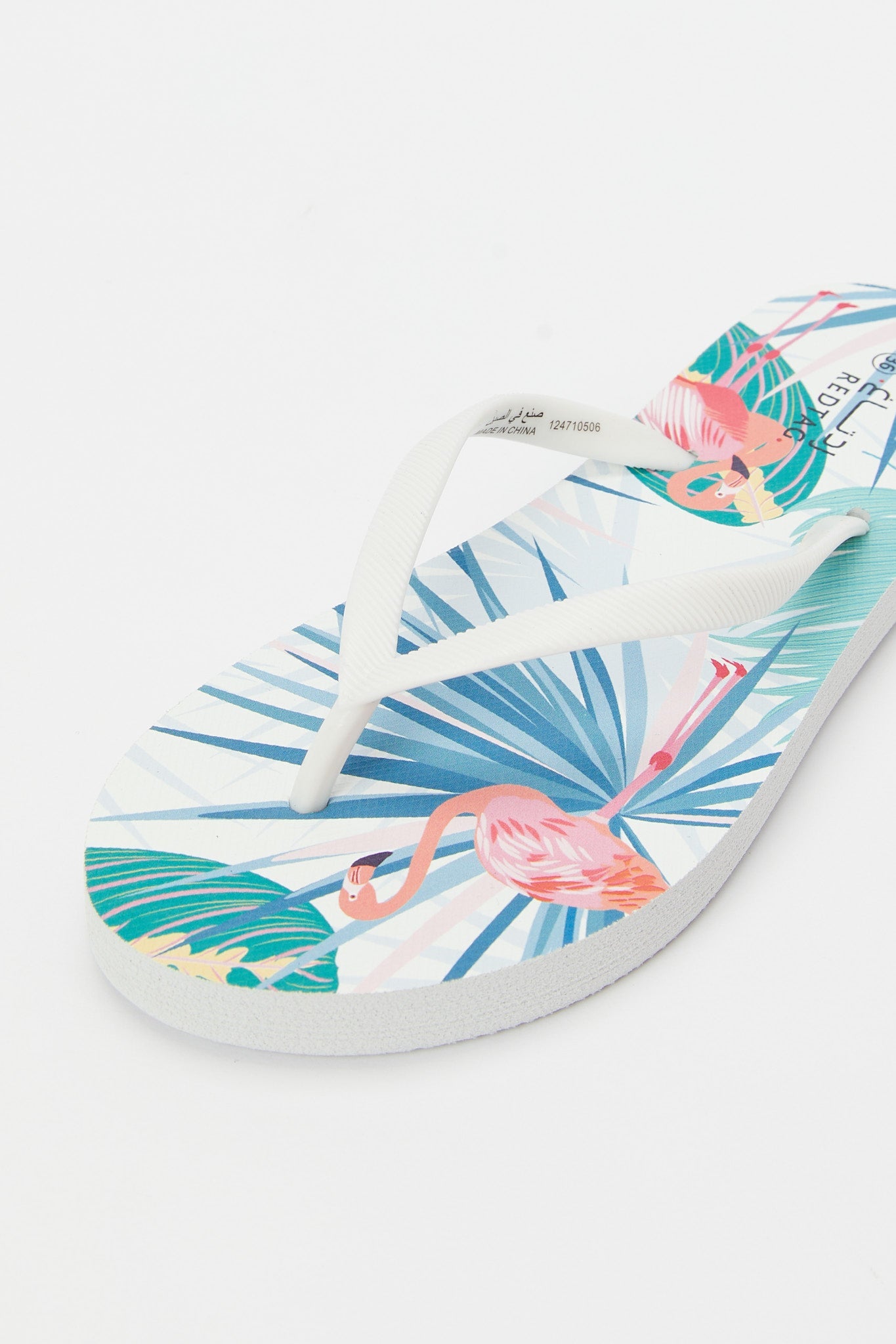Redtag-White-Palm-Print-Flip-Flop-Category:Shoes,-Colour:White,-Deals:New-In,-Filter:Women's-Footwear,-H1:FOO,-H2:LAD,-H3:SAF,-H4:FLF,-N/A,-New-In-Women-FOO,-Non-Sale,-S23B,-Season:S23B,-Section:Women,-Women-Flip-Flops-Women's-