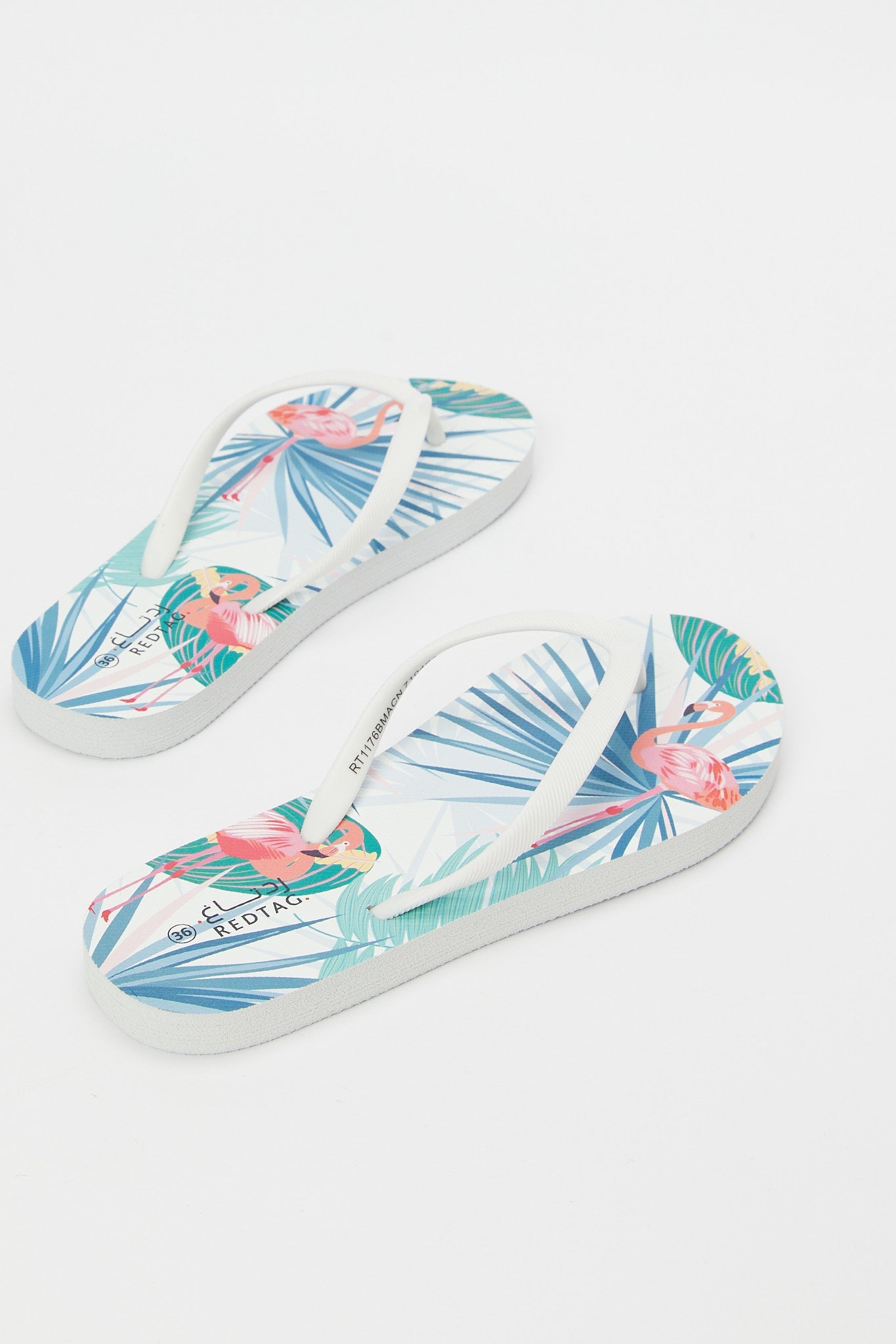 Redtag-White-Palm-Print-Flip-Flop-Category:Shoes,-Colour:White,-Deals:New-In,-Filter:Women's-Footwear,-H1:FOO,-H2:LAD,-H3:SAF,-H4:FLF,-N/A,-New-In-Women-FOO,-Non-Sale,-S23B,-Season:S23B,-Section:Women,-Women-Flip-Flops-Women's-