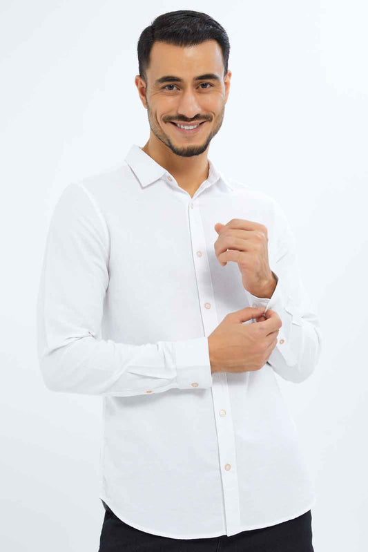 Redtag-Men-White-L/S-Dobby-Shirt-Category:Shirts,-Colour:White,-Deals:New-In,-Dept:Menswear,-Filter:Men's-Clothing,-Men-Shirts,-New-In-Men-APL,-Non-Sale,-S23B,-Section:Men-Men's-