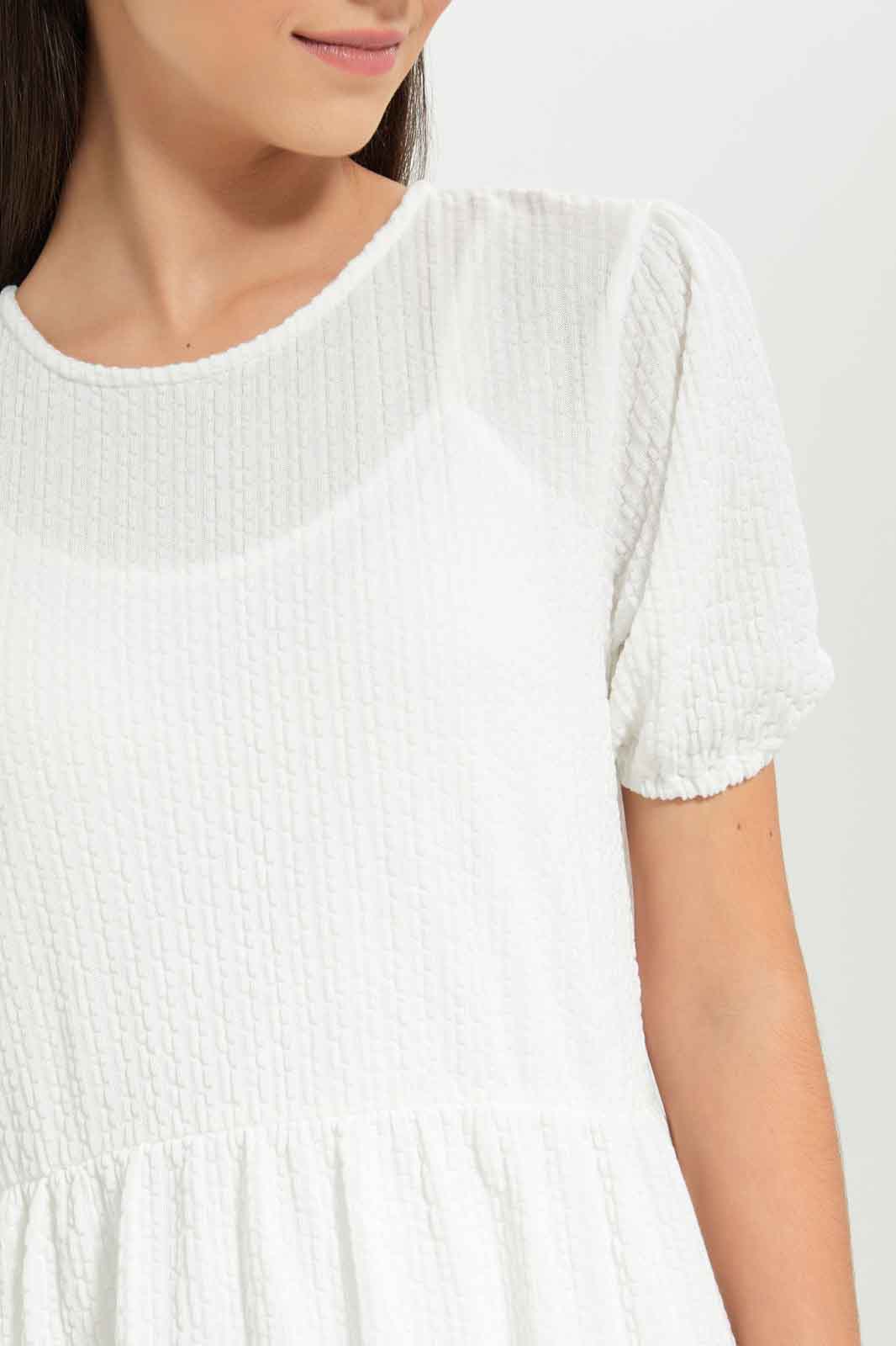Redtag-Girls-White-Jacquard-Tiered-Dress-Category:Dresses,-Colour:White,-Deals:New-In,-Dept:Girls,-Filter:Senior-Girls-(8-to-14-Yrs),-GSR-Dresses,-New-In-GSR-APL,-Non-Sale,-S23B,-Section:Girls-(0-to-14Yrs)-Senior-Girls-9 to 14 Years