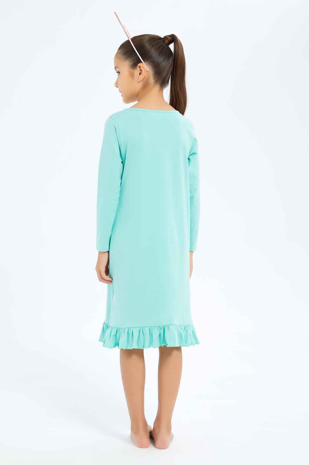 Redtag-Girls-Mint-Bunny-Print-Night-Shirt-Category:Nightshirts,-Colour:Green,-Deals:New-In,-Dept:Girls,-Filter:Girls-(2-to-8-Yrs),-GIR-Nightshirts,-New-In-GIR-APL,-Non-Sale,-S23A,-Section:Girls-(0-to-14Yrs)-Girls-2 to 8 Years