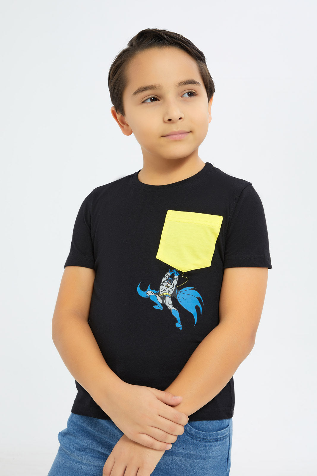 Redtag-Boys-Black-Batman-Character-Pocket-T-Shirt-BOY-T-Shirts,-Category:T-Shirts,-CHA,-CHR:CHR,-Colour:Black,-Deals:New-In,-Dept:Boys,-Event:STRATEGY,-Filter:Boys-(2-to-8-Yrs),-H1:KWR,-H2:BOY,-H3:TSH,-H4:TSH,-New-In-BOY-APL,-Non-Sale,-Promo:TBL,-S23B,-Season:S23B,-Section:Boys-(0-to-14Yrs),-TBL-Boys-2 to 8 Years