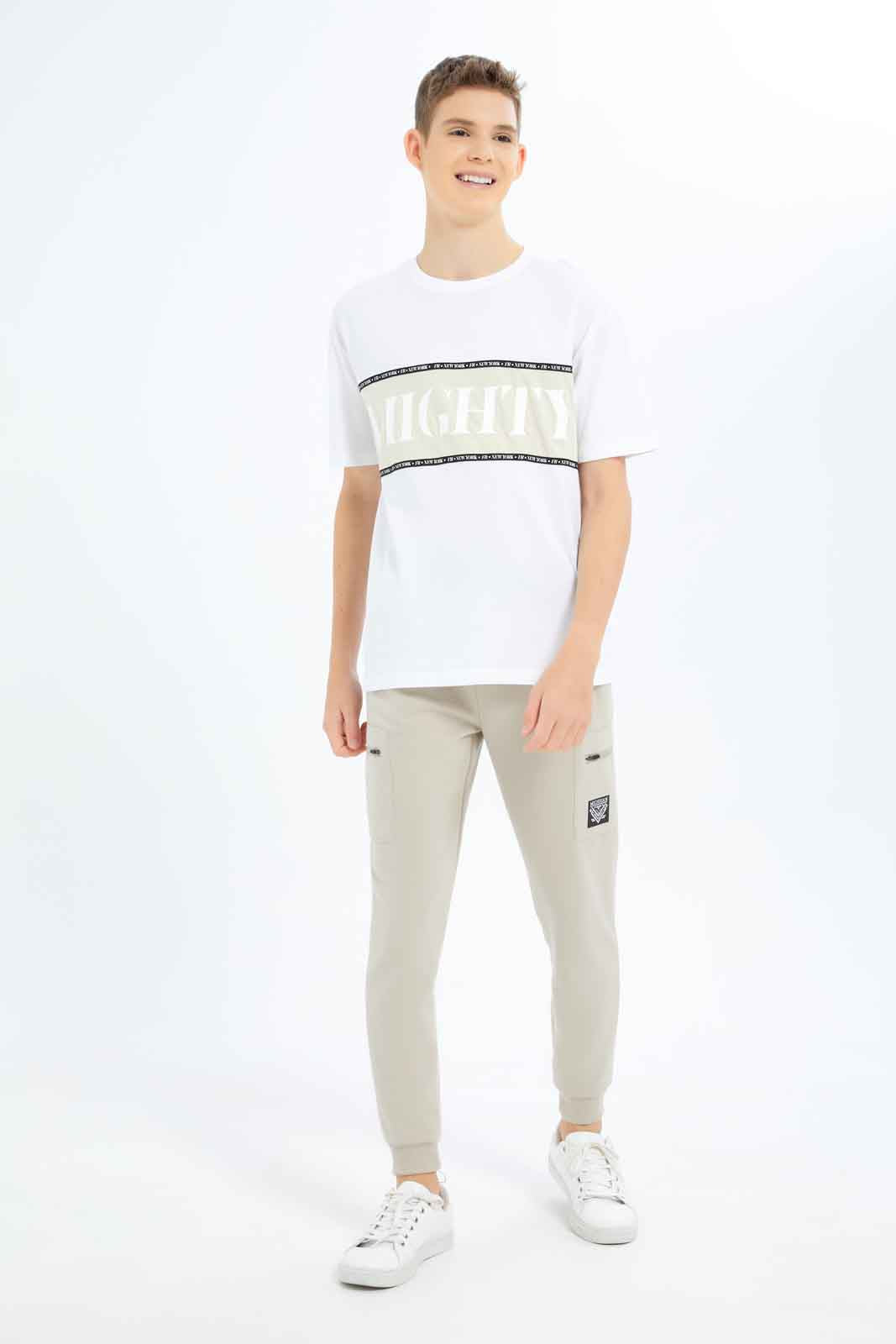 Redtag-Boys-Beige-Fearless-Oversize-Hd-Print-Tee-BSR-T-Shirts,-Category:T-Shirts,-Colour:Beige,-Deals:New-In,-Dept:Boys,-Filter:Senior-Boys-(8-to-14-Yrs),-New-In-BSR-APL,-Non-Sale,-S23B,-Section:Boys-(0-to-14Yrs)-Senior-Boys-9 to 14 Years