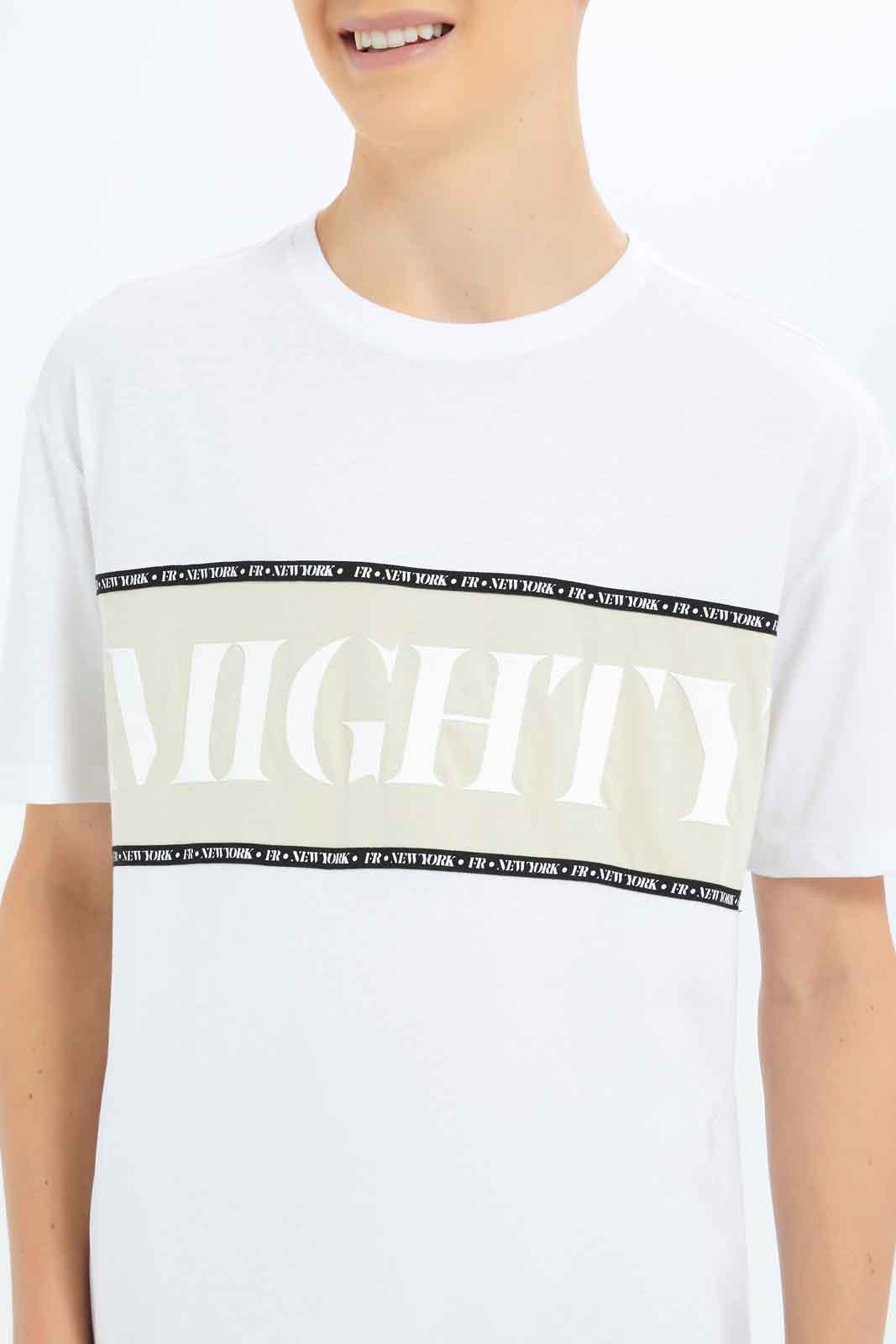 Redtag-Boys-Beige-Fearless-Oversize-Hd-Print-Tee-BSR-T-Shirts,-Category:T-Shirts,-Colour:Beige,-Deals:New-In,-Dept:Boys,-Filter:Senior-Boys-(8-to-14-Yrs),-New-In-BSR-APL,-Non-Sale,-S23B,-Section:Boys-(0-to-14Yrs)-Senior-Boys-9 to 14 Years
