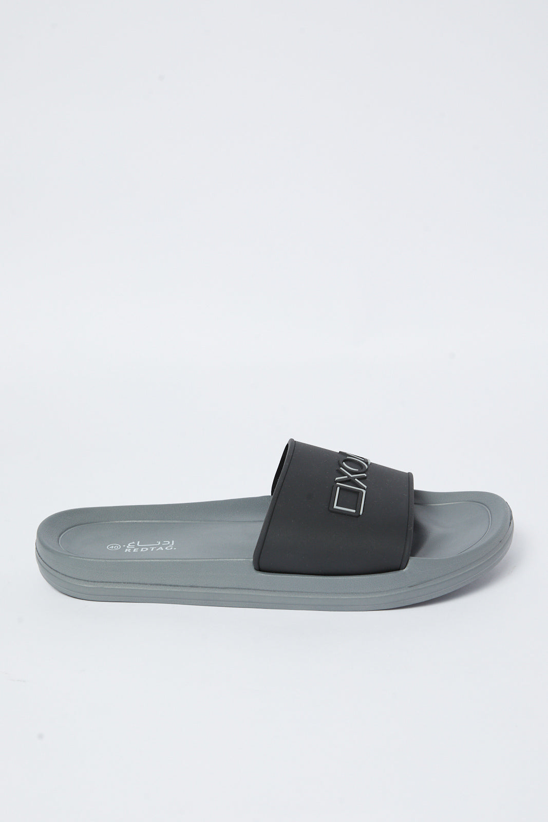 Redtag-Black-Embosed-Slide-Category:Shoes,-Colour:Black,-Deals:New-In,-Filter:Men's-Footwear,-Men-Flip-Flops,-N/A,-New-In-Men-FOO,-Non-Sale,-S23A,-Section:Men-Men's-