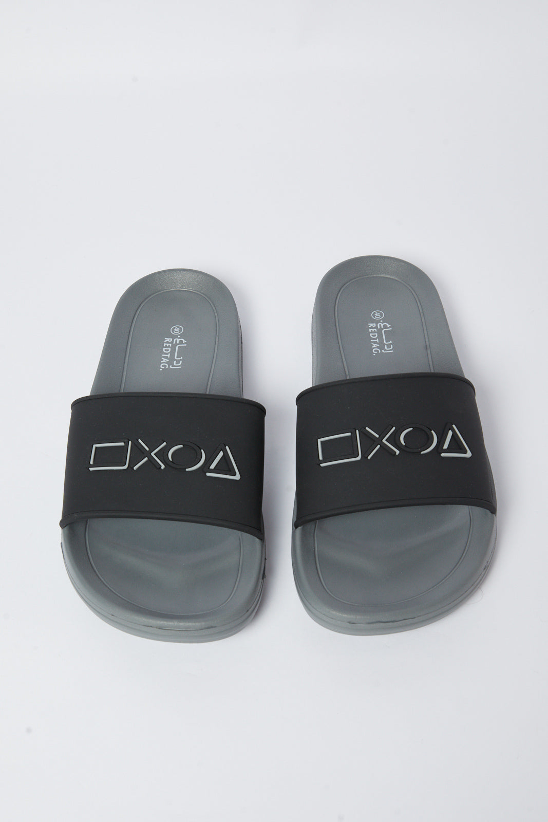 Redtag-Black-Embosed-Slide-Category:Shoes,-Colour:Black,-Deals:New-In,-Filter:Men's-Footwear,-Men-Flip-Flops,-N/A,-New-In-Men-FOO,-Non-Sale,-S23A,-Section:Men-Men's-