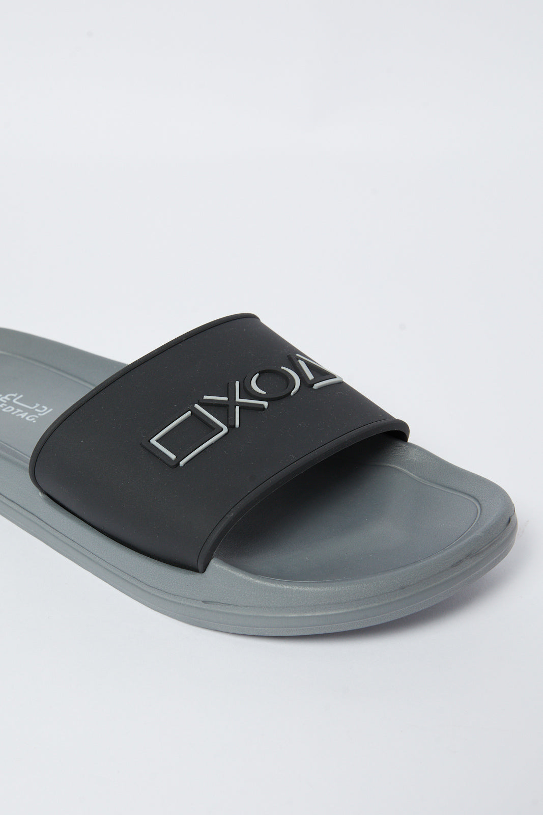 Redtag-Black-Embosed-Slide-Category:Shoes,-Colour:Black,-Deals:New-In,-Filter:Men's-Footwear,-Men-Flip-Flops,-N/A,-New-In-Men-FOO,-Non-Sale,-S23A,-Section:Men-Men's-