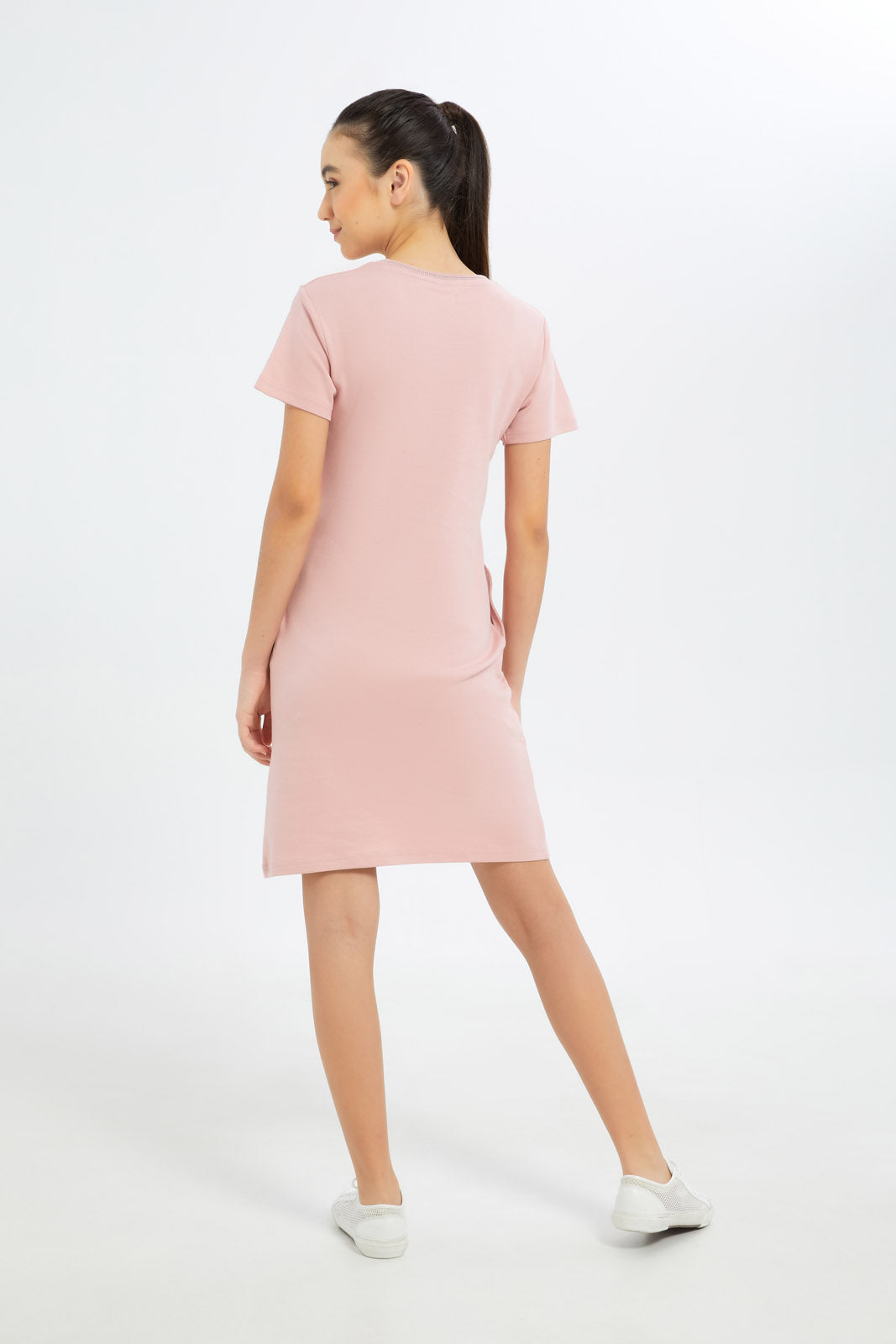 Redtag-Girls-Pink-Basic-Dress-Category:Dresses,-Colour:Apricot,-Deals:New-In,-Dept:Girls,-Filter:Senior-Girls-(8-to-14-Yrs),-GSR-Dresses,-H1:KWR,-H2:GSR,-H3:DRS,-H4:CAD,-New-In-GSR-APL,-Non-Sale,-S23B,-Season:S23B,-Section:Girls-(0-to-14Yrs)-Senior-Girls-9 to 14 Years