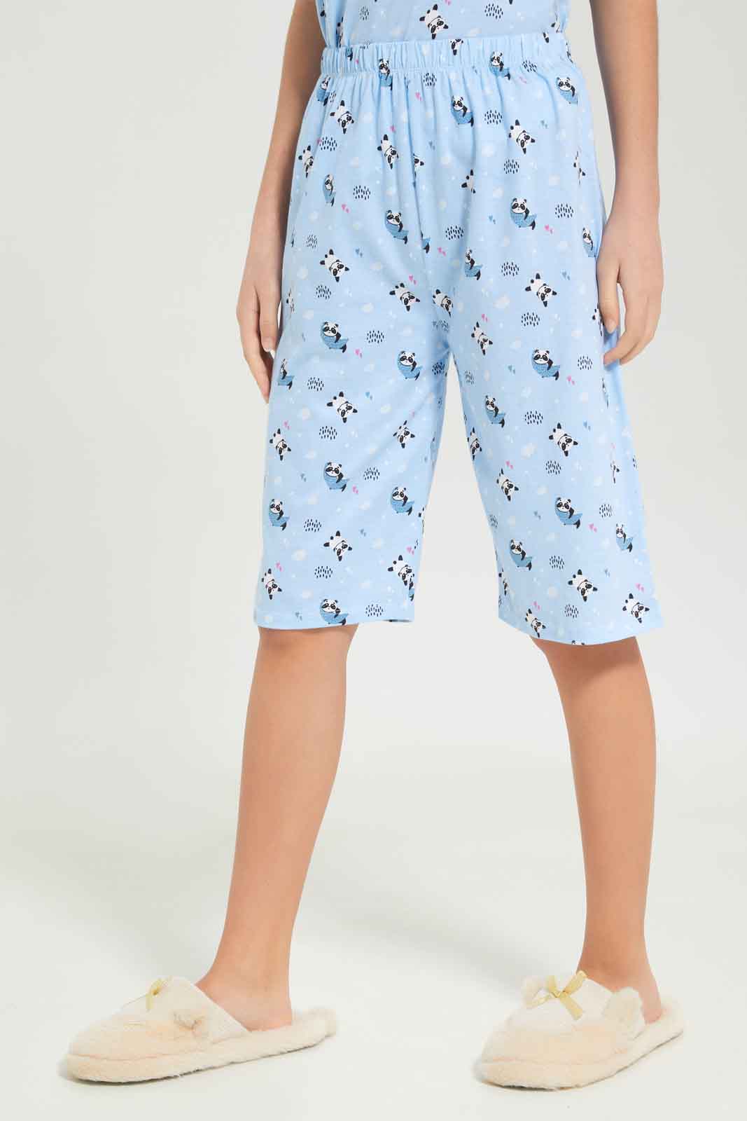 Redtag-Girls-Blue-Aop-Short-Sets-Category:Pyjama-Sets,-Colour:Assorted,-Deals:New-In,-Dept:Girls,-Filter:Senior-Girls-(8-to-14-Yrs),-GSR-Pyjama-Sets,-New-In-GSR-APL,-Non-Sale,-S23B,-Section:Girls-(0-to-14Yrs)-Senior-Girls-9 to 14 Years