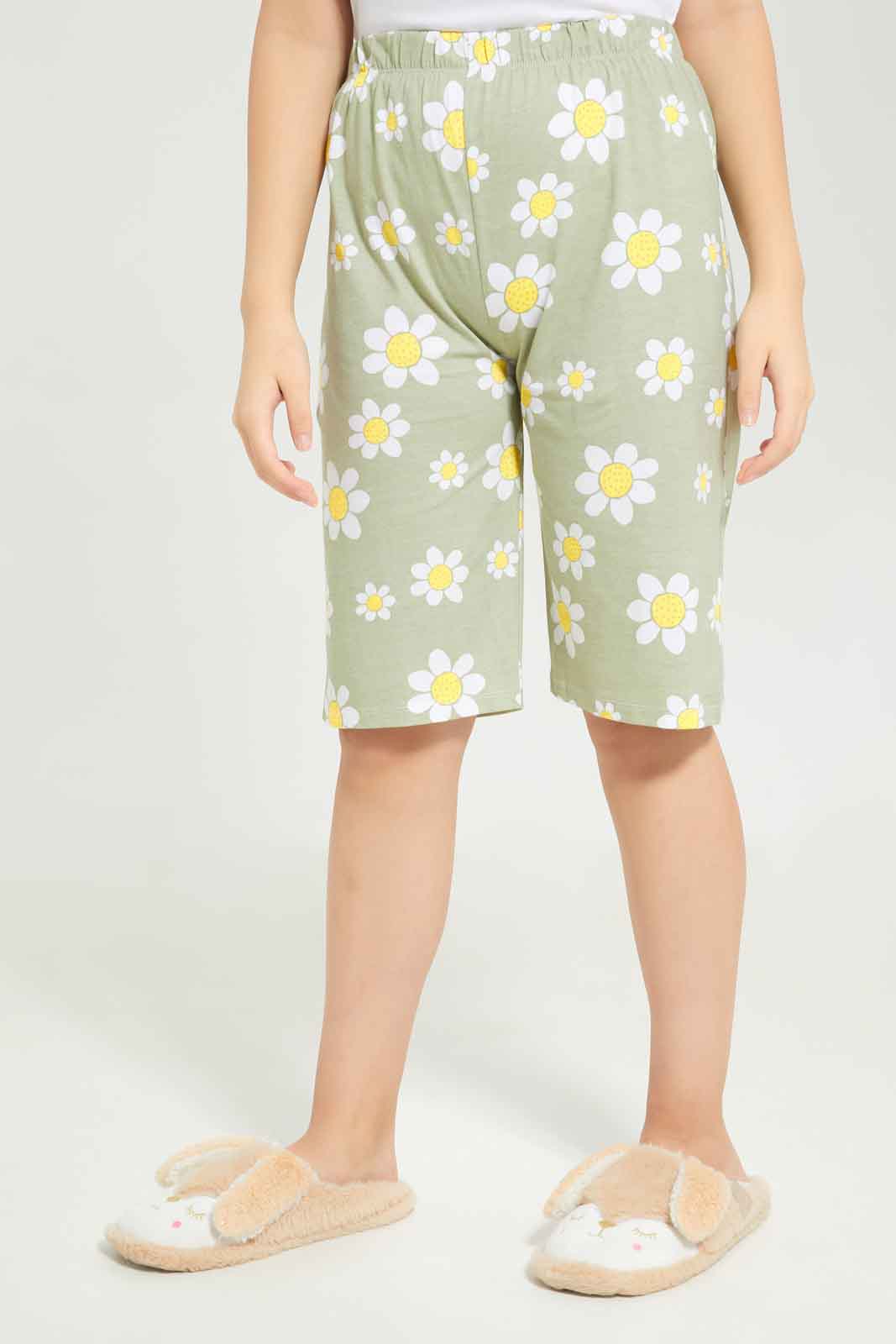 Redtag-Girls-White/Purple-Floral-Short-Sets-Category:Pyjama-Sets,-Colour:Assorted,-Deals:New-In,-Dept:Girls,-Filter:Senior-Girls-(8-to-14-Yrs),-GSR-Pyjama-Sets,-New-In-GSR-APL,-Non-Sale,-S23B,-Section:Girls-(0-to-14Yrs)-Senior-Girls-9 to 14 Years