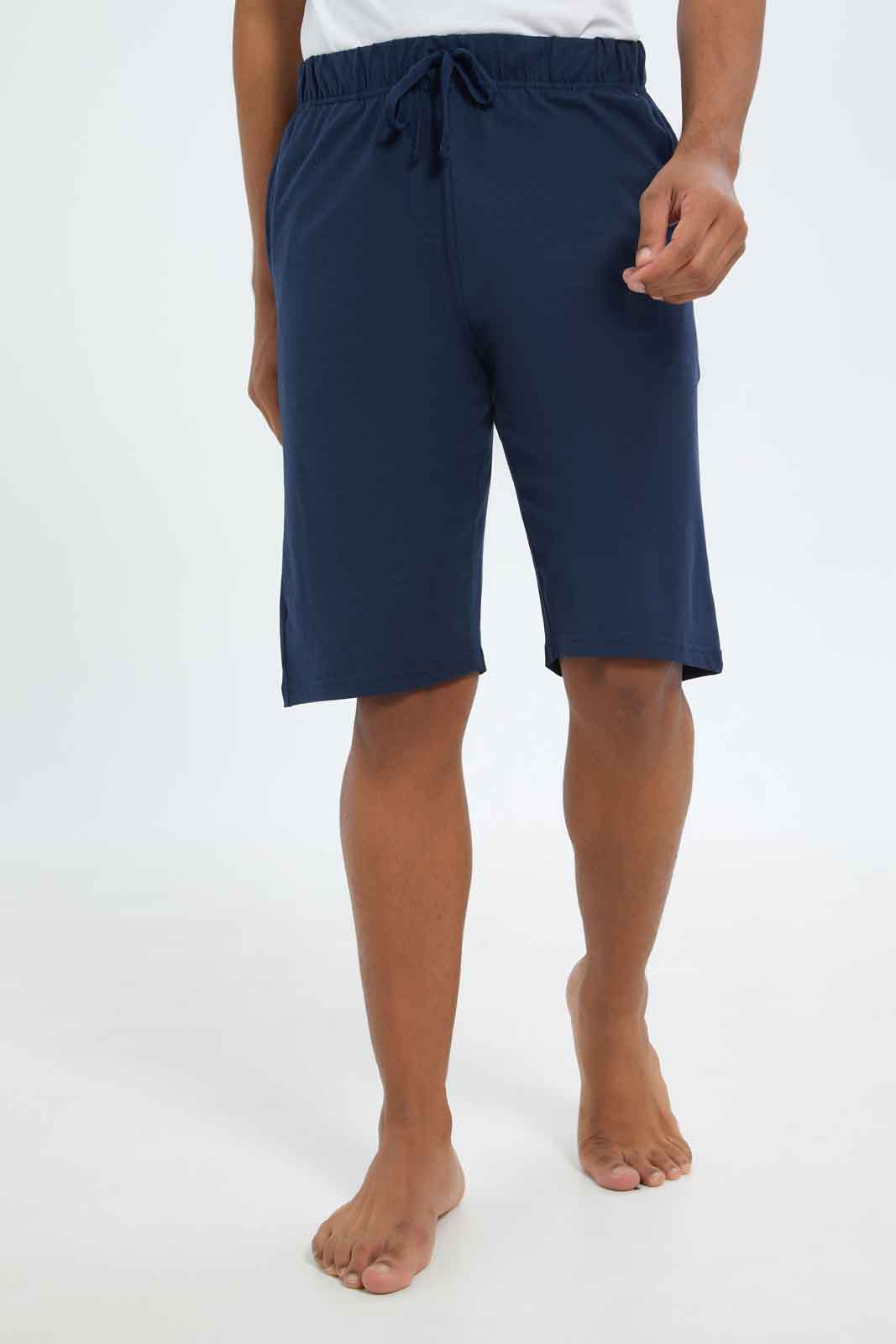 Redtag-Men-White-T-Shirt-&-Navy-Shorts-Pyjama-Set-Category:Pyjama-Sets,-Colour:White,-Deals:New-In,-Dept:Menswear,-Filter:Men's-Clothing,-Men-Pyjama-Sets,-New-In-Men-APL,-Non-Sale,-S23B,-Section:Men-Men's-