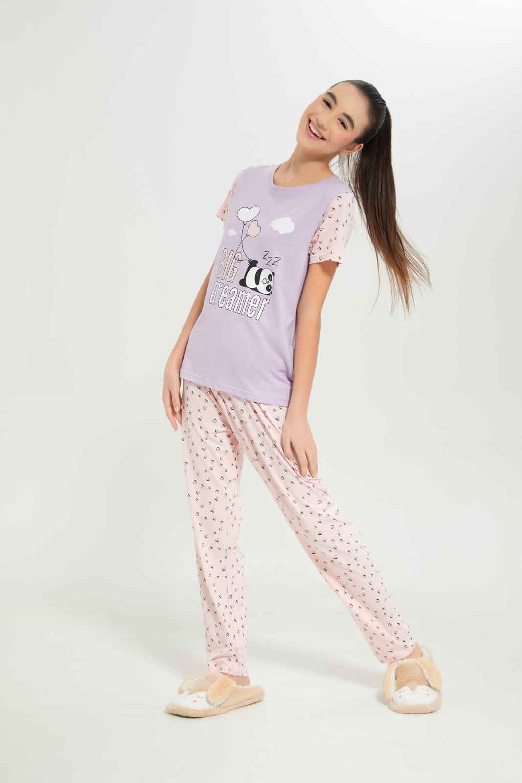 Redtag-Girls-Pajama-Sets--Long-Pants-Category:Pyjama-Sets,-Colour:Assorted,-Deals:New-In,-Dept:Girls,-Filter:Senior-Girls-(8-to-14-Yrs),-GSR-Pyjama-Sets,-New-In-GSR-APL,-Non-Sale,-S23B,-Section:Girls-(0-to-14Yrs)-Senior-Girls-9 to 14 Years