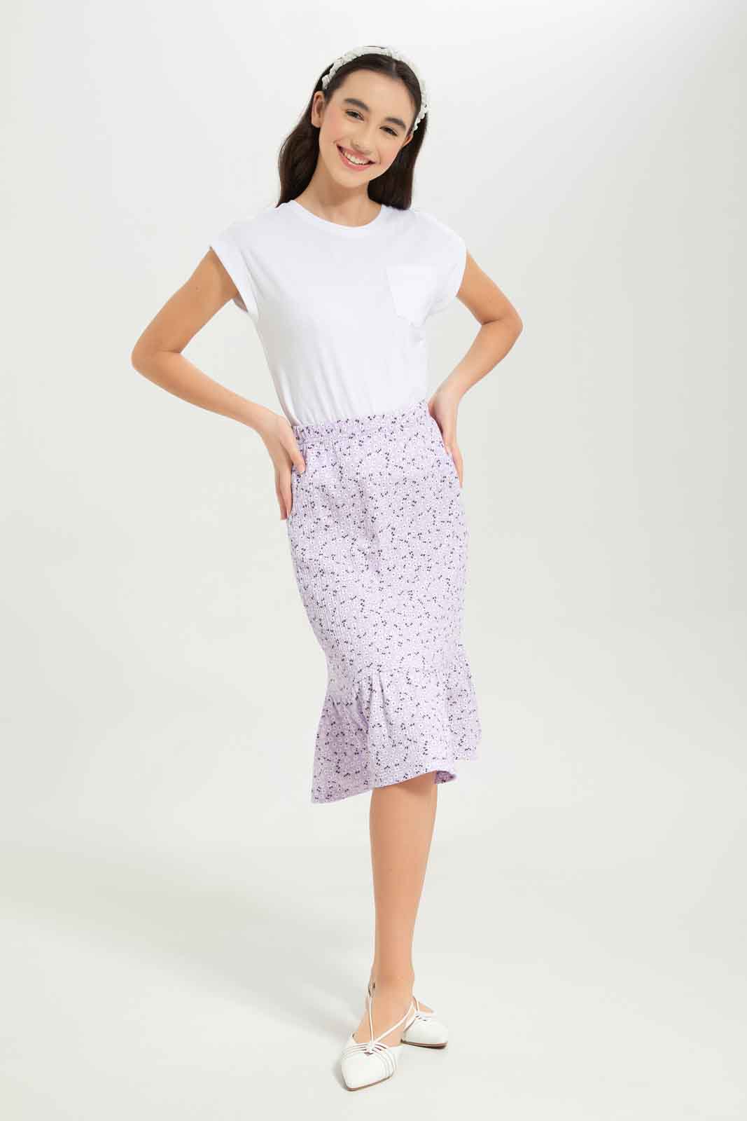 Redtag-Girls-Purple-Floral-Jacquard-Skirts-Category:Skirts,-Colour:Purple,-Deals:New-In,-Dept:Girls,-Filter:Senior-Girls-(8-to-14-Yrs),-GSR-Skirts,-New-In-GSR-APL,-Non-Sale,-S23B,-Section:Girls-(0-to-14Yrs)-Senior-Girls-9 to 14 Years