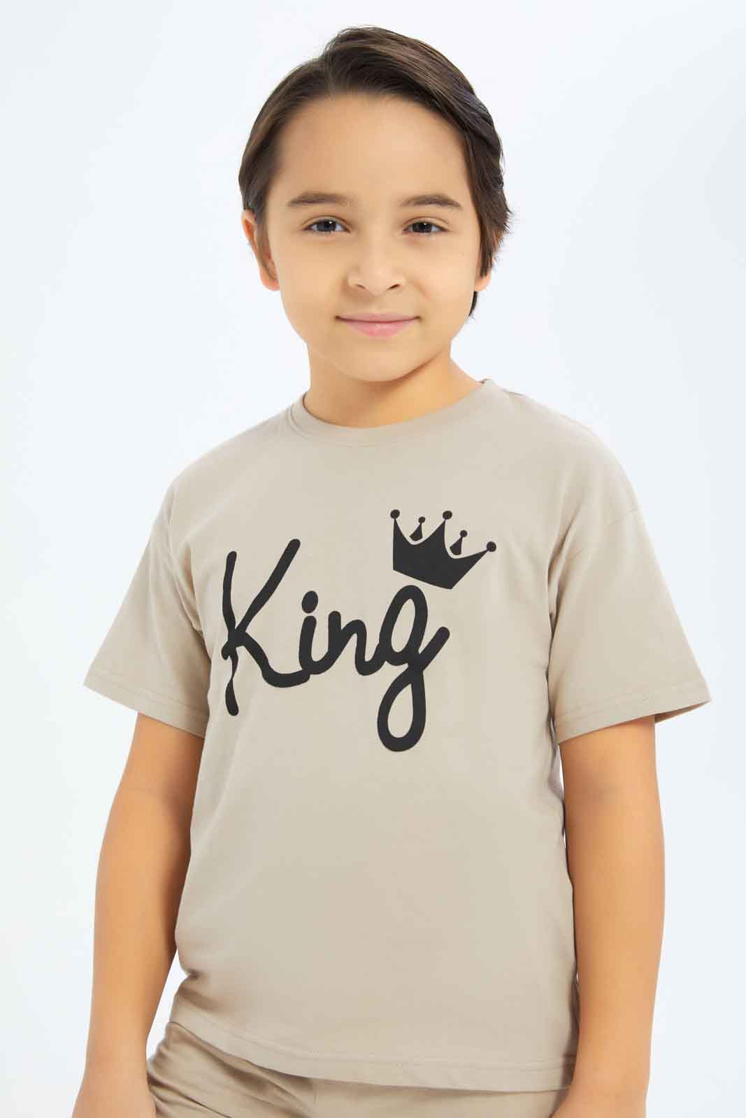 Redtag-Boys-Beige-Over-Size-T-Shirt-And-Shorts-Set-BOY-Sets,-Category:Sets,-Colour:Beige,-Deals:New-In,-Dept:Boys,-Filter:Boys-(2-to-8-Yrs),-New-In-BOY-APL,-Non-Sale,-S23B,-Section:Boys-(0-to-14Yrs)-Boys-2 to 8 Years