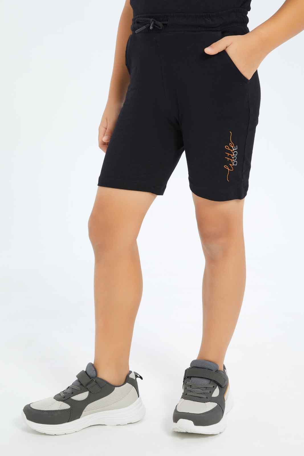 Redtag-Boys-Black-Over-Size-T-Shirt-And-Short-Set-BOY-Sets,-Category:Sets,-Colour:Black,-Deals:New-In,-Dept:Boys,-Filter:Boys-(2-to-8-Yrs),-New-In-BOY-APL,-Non-Sale,-S23B,-Section:Boys-(0-to-14Yrs)-Boys-2 to 8 Years