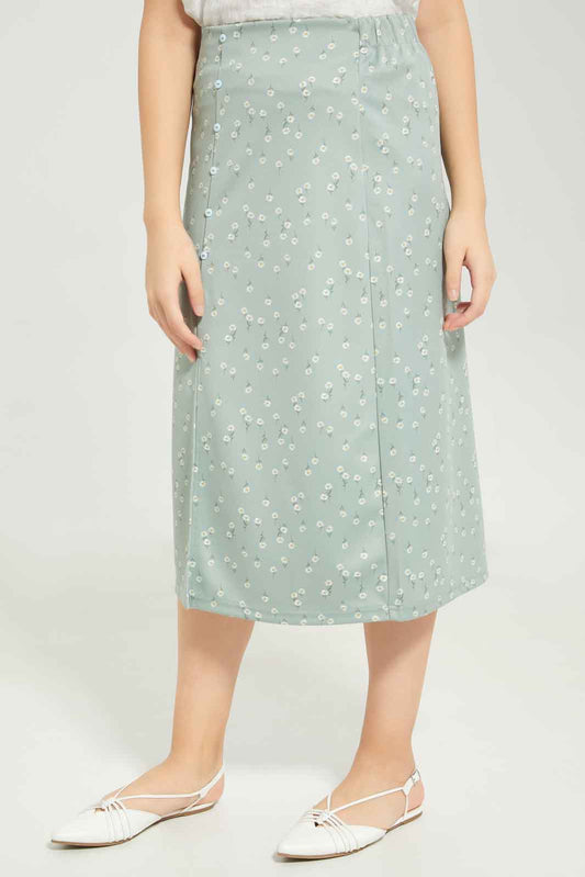 Redtag-Girls-Mint-Print-Long-Skirts-Category:Skirts,-Colour:Assorted,-Deals:New-In,-Dept:Girls,-Filter:Senior-Girls-(8-to-14-Yrs),-GSR-Skirts,-New-In-GSR-APL,-Non-Sale,-S23B,-Section:Girls-(0-to-14Yrs)-Senior-Girls-9 to 14 Years