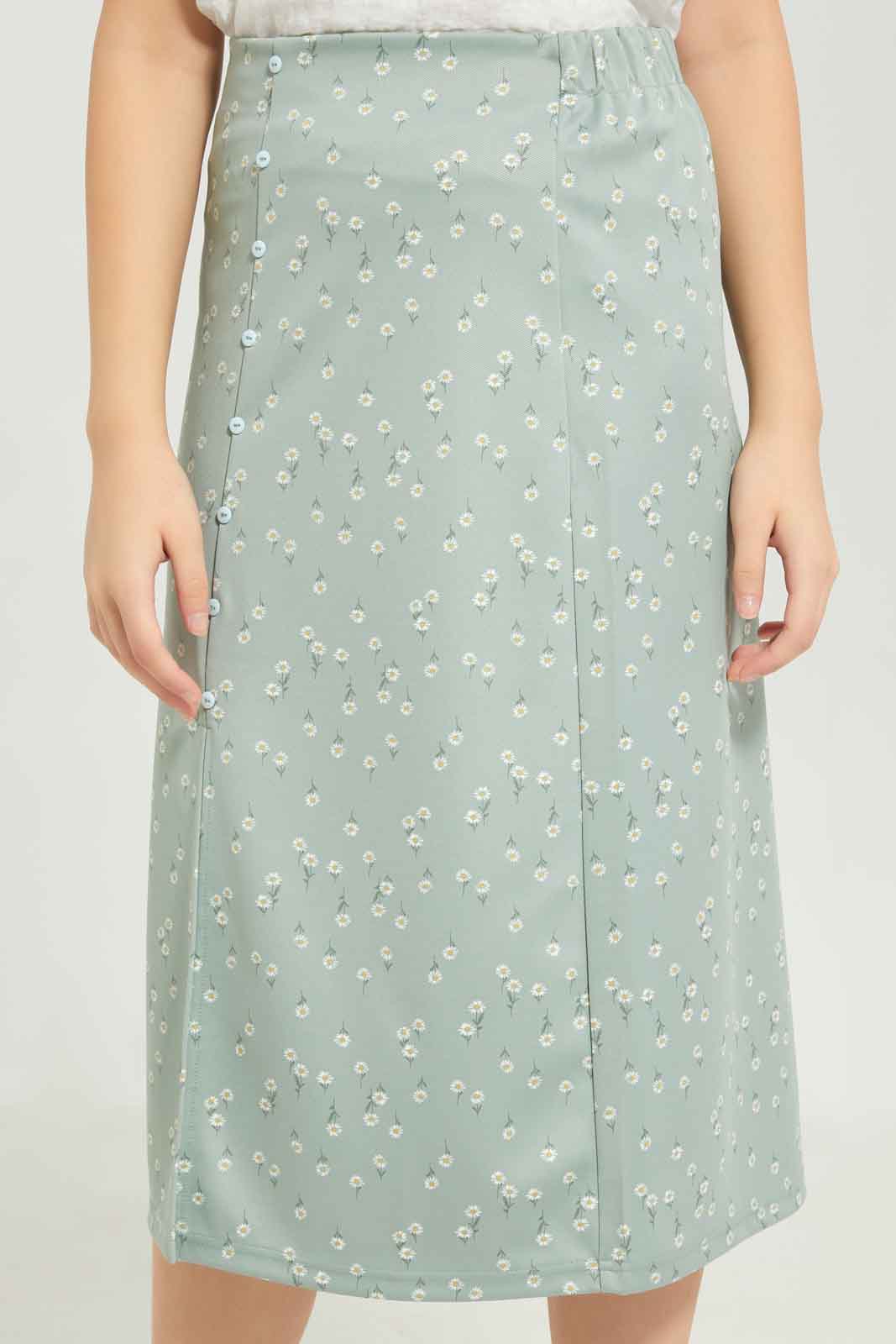 Redtag-Girls-Mint-Print-Long-Skirts-Category:Skirts,-Colour:Assorted,-Deals:New-In,-Dept:Girls,-Filter:Senior-Girls-(8-to-14-Yrs),-GSR-Skirts,-New-In-GSR-APL,-Non-Sale,-S23B,-Section:Girls-(0-to-14Yrs)-Senior-Girls-9 to 14 Years