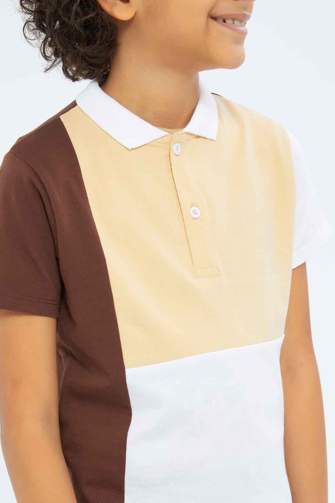 Redtag-Boys-Beige-Jersery-Cut-And-Swe-Polo-BOY-Polo-T-Shirts,-Category:Polo-T-Shirts,-Colour:Beige,-Deals:New-In,-Dept:Boys,-Filter:Boys-(2-to-8-Yrs),-New-In-BOY-APL,-Non-Sale,-S23B,-Section:Boys-(0-to-14Yrs)-Boys-2 to 8 Years