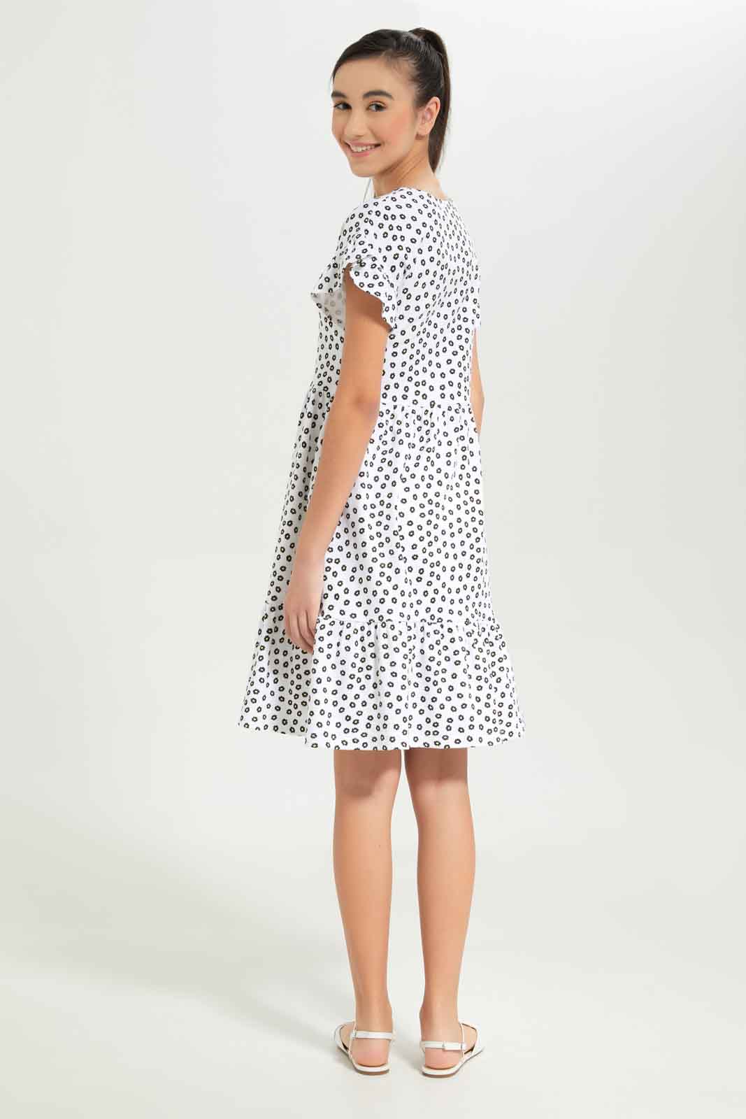 Redtag-Girls-Black-Floral-Layered-Dress-Category:Dresses,-Colour:Black,-Deals:New-In,-Dept:Girls,-Filter:Senior-Girls-(8-to-14-Yrs),-GSR-Dresses,-New-In-GSR-APL,-Non-Sale,-S23B,-Section:Girls-(0-to-14Yrs),-VLM-Senior-Girls-9 to 14 Years
