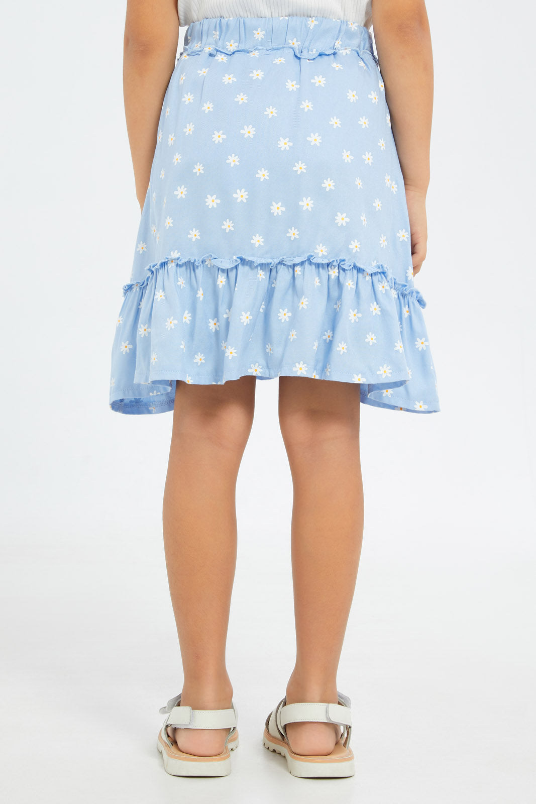 Redtag-Girls-Ruffle-Skirt---Blue-Floral-Category:Skirts,-Colour:Blue,-Deals:2-FOR-89,-Deals:New-In,-Dept:Girls,-Filter:Girls-(2-to-8-Yrs),-GIR-Skirts,-H1:KWR,-H2:GIR,-H3:SKT,-H4:CAK,-New-In-GIR-APL,-Non-Sale,-S23B,-Season:S23B,-Section:Girls-(0-to-14Yrs)-Girls-2 to 8 Years