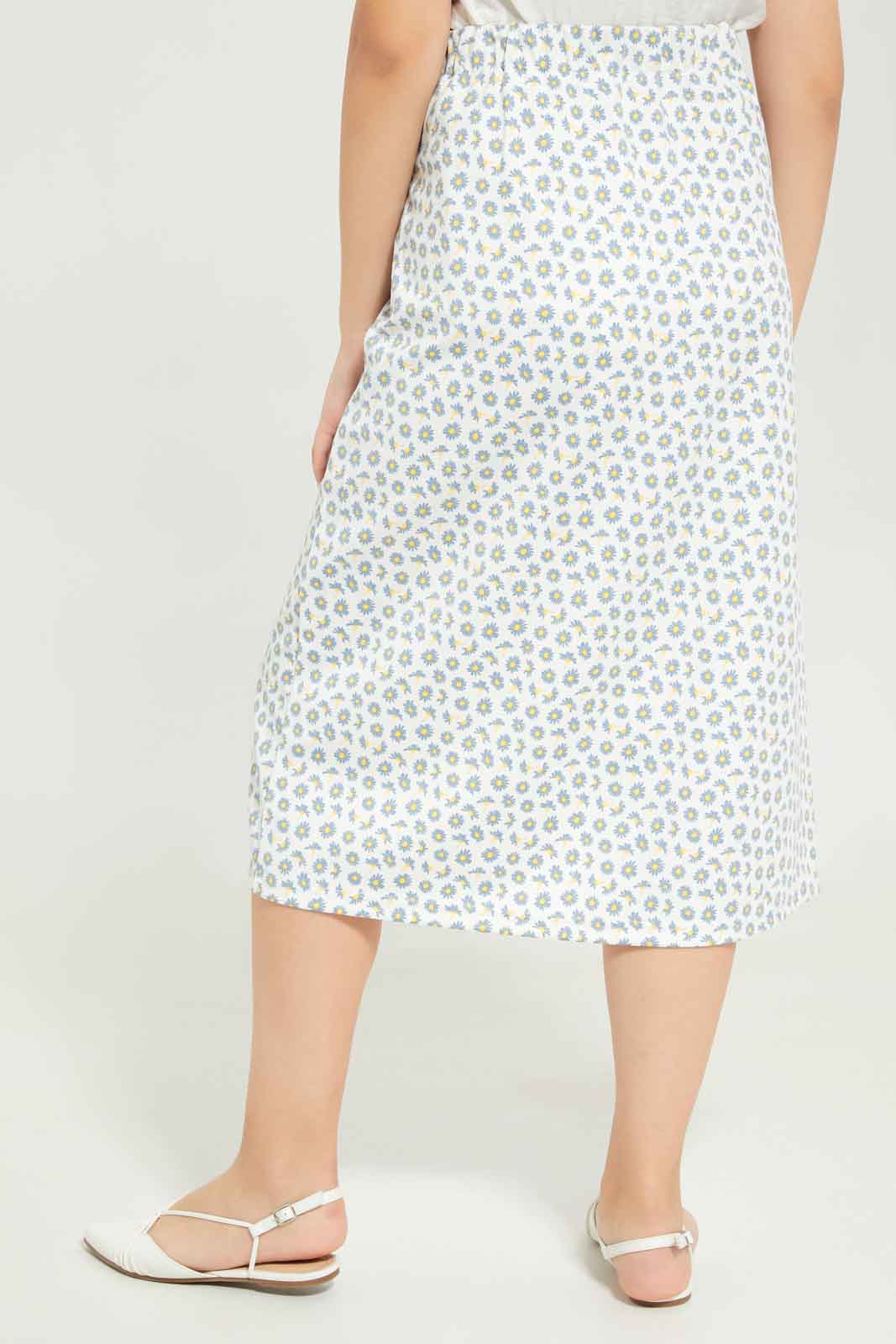 Redtag-Girls-Floral-Long-Skirts-Category:Skirts,-Colour:White,-Deals:New-In,-Dept:Girls,-Filter:Senior-Girls-(8-to-14-Yrs),-GSR-Skirts,-New-In-GSR-APL,-Non-Sale,-S23B,-Section:Girls-(0-to-14Yrs)-Senior-Girls-9 to 14 Years