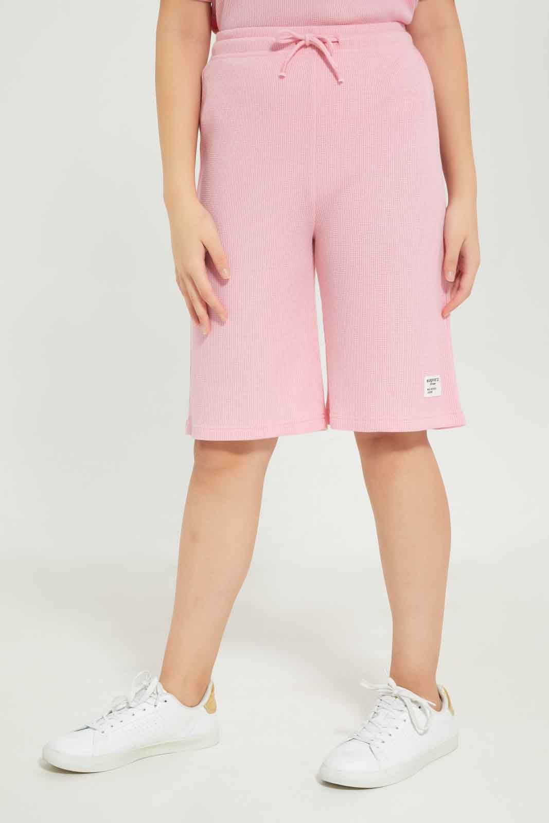 Redtag-Girls-Pink-Waffle-Sets-Category:Jog-Sets,-Colour:Apricot,-Deals:New-In,-Dept:Girls,-Filter:Senior-Girls-(8-to-14-Yrs),-GSR-Jog-Sets,-New-In-GSR-APL,-Non-Sale,-S23B,-Section:Girls-(0-to-14Yrs)--