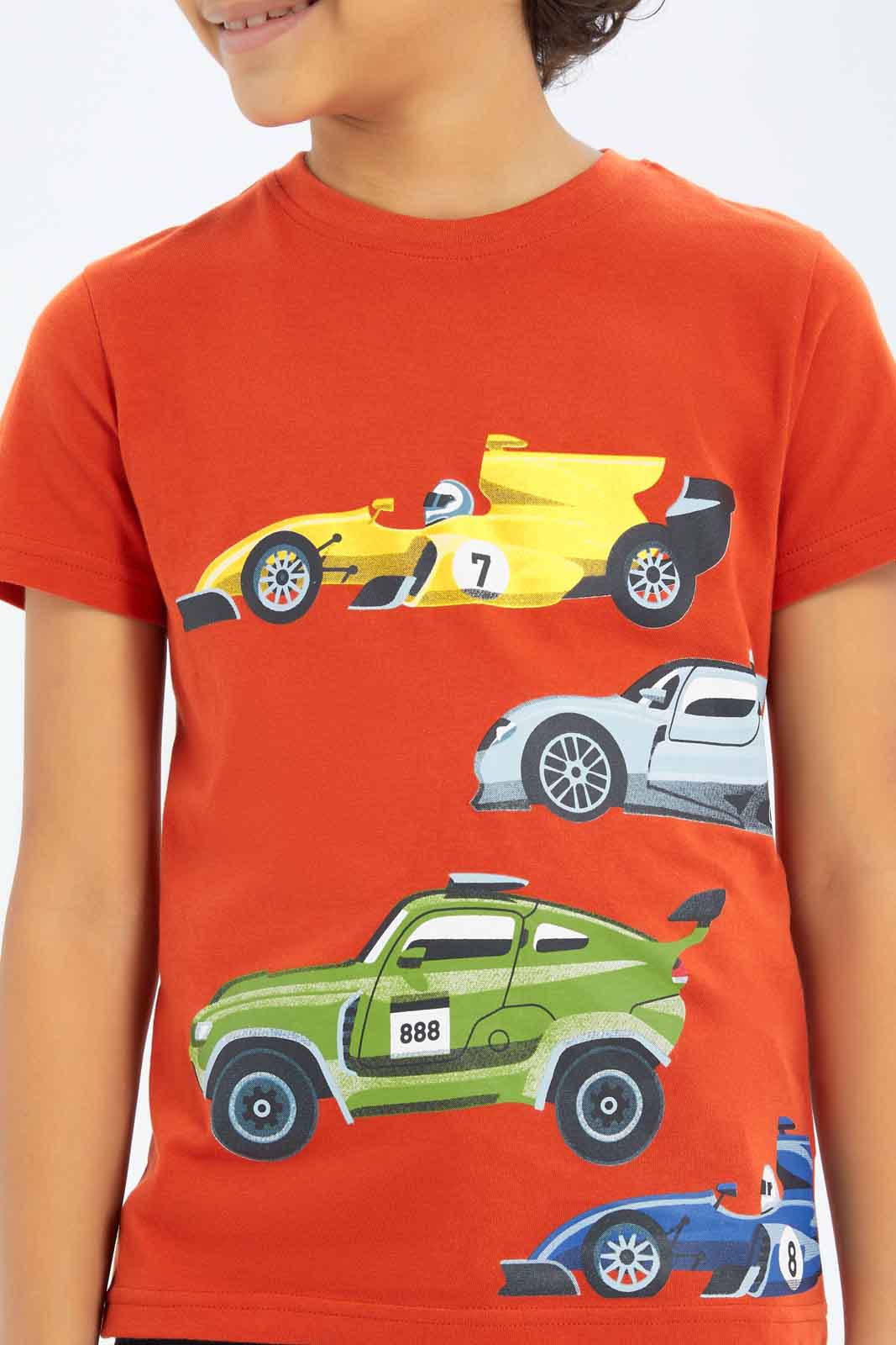 Redtag-Boys-Red-Short-Sleeve-Car-Graphic-T-Shirt-BOY-T-Shirts,-Category:T-Shirts,-CHA,-Colour:Red,-Deals:New-In,-Dept:Boys,-Filter:Boys-(2-to-8-Yrs),-New-In-BOY-APL,-Non-Sale,-S23B,-Section:Boys-(0-to-14Yrs),-TBL-Boys-2 to 8 Years
