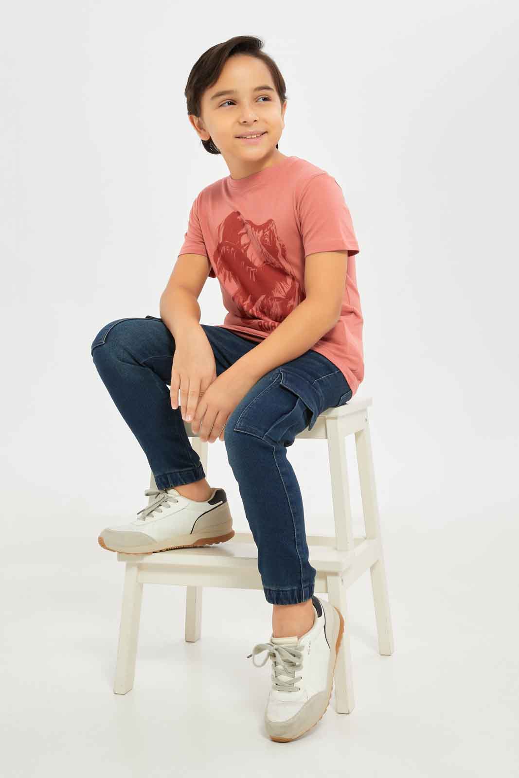 Redtag-Boys-Mauve-Short-Sleeve-Roarsome-Graphic-T-Shirt-BOY-T-Shirts,-Category:T-Shirts,-CHA,-Colour:Mauve,-Deals:New-In,-Dept:Boys,-Filter:Boys-(2-to-8-Yrs),-New-In-BOY-APL,-Non-Sale,-S23B,-Section:Boys-(0-to-14Yrs),-TBL-Boys-2 to 8 Years