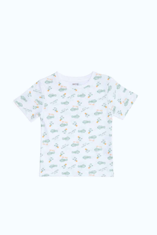 Redtag-Boys-Stone-Aop-Jeep-Ss-T-Shirt-Category:T-Shirts,-Colour:Beige,-Deals:New-In,-Dept:Boys,-Filter:Infant-Boys-(3-to-24-Mths),-INB-T-Shirts,-New-In-INB-APL,-Non-Sale,-S23B,-Section:Boys-(0-to-14Yrs),-TBL-Infant-Boys-3 to 24 Months