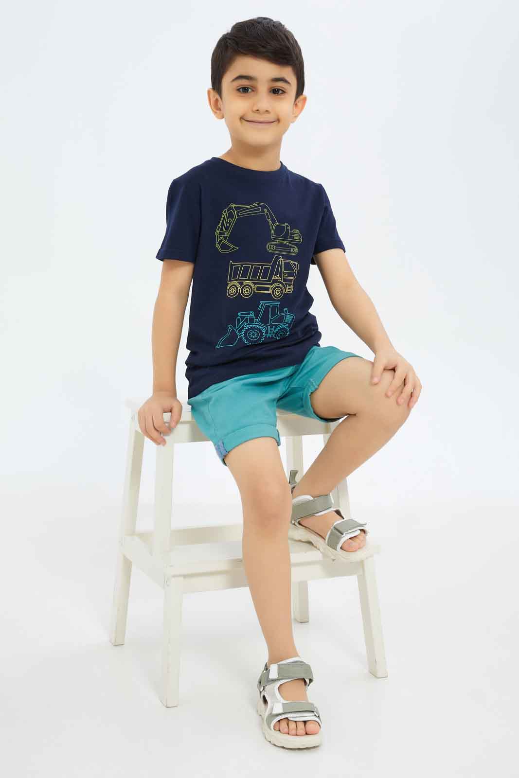 Redtag-Boys-Navy-Short-Sleeve-Crane-Graphic-T-Shirt-BOY-T-Shirts,-Category:T-Shirts,-CHA,-Colour:Navy,-Deals:New-In,-Dept:Boys,-Filter:Boys-(2-to-8-Yrs),-New-In-BOY-APL,-Non-Sale,-S23B,-Section:Boys-(0-to-14Yrs),-TBL-Boys-2 to 8 Years