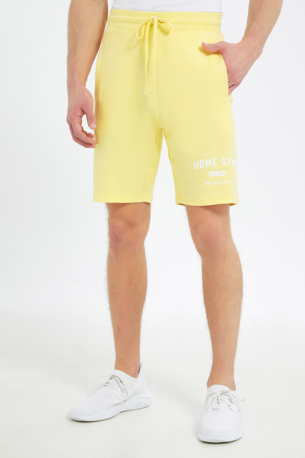 Redtag-Men-Yellow-Sweat-Shorts-Category:Shorts,-Colour:Yellow,-Deals:New-In,-Dept:Menswear,-Filter:Men's-Clothing,-Men-Shorts,-New-In-Men-APL,-Non-Sale,-S23C,-Section:Men-Men's-