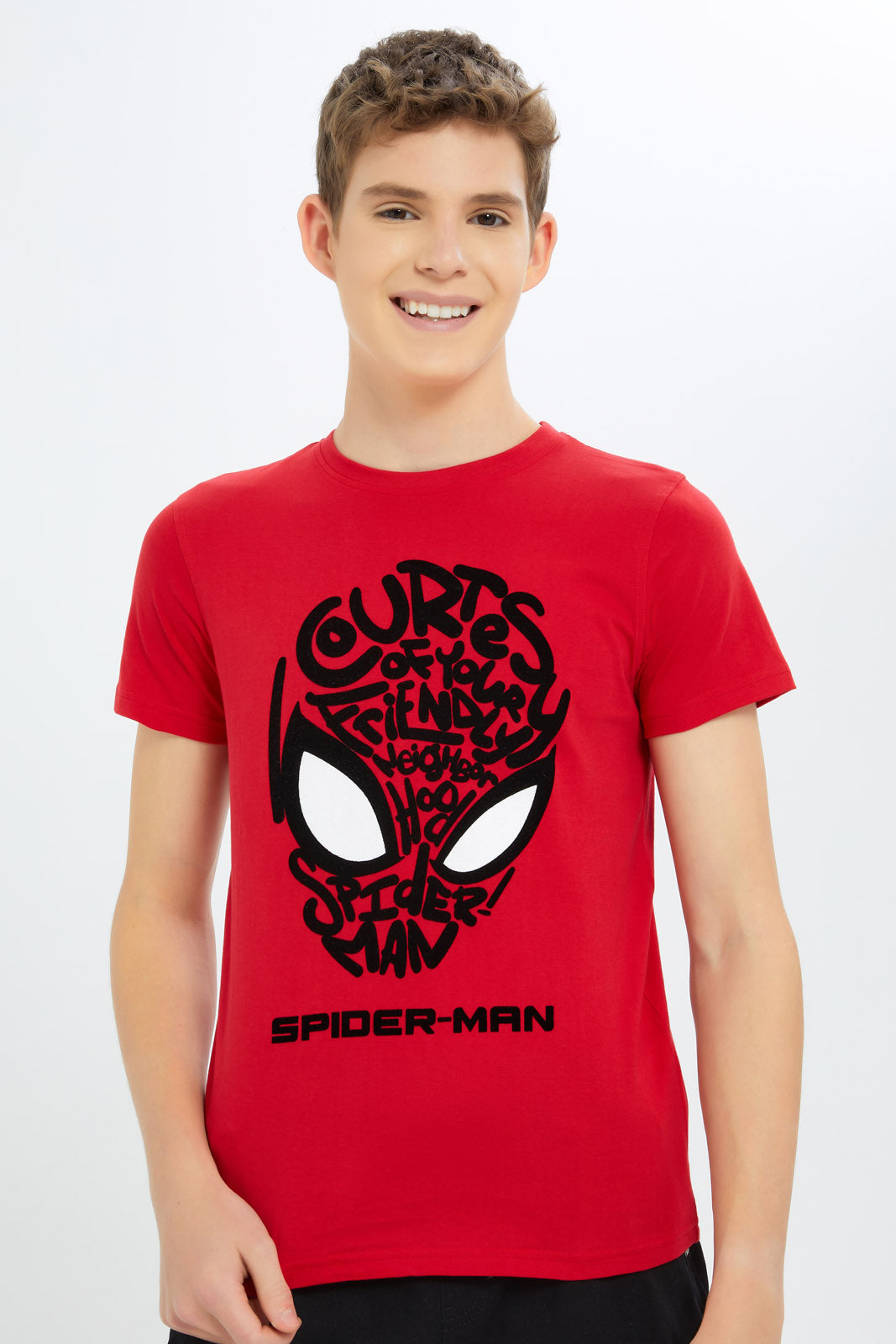 Redtag-Boys-Red-Spiderman-Tee-BSR-T-Shirts,-Category:T-Shirts,-CHA,-Colour:Red,-Deals:New-In,-Dept:Boys,-Filter:Senior-Boys-(8-to-14-Yrs),-New-In-BSR-APL,-Non-Sale,-S23B,-Section:Boys-(0-to-14Yrs),-TBL-Senior-Boys-9 to 14 Years