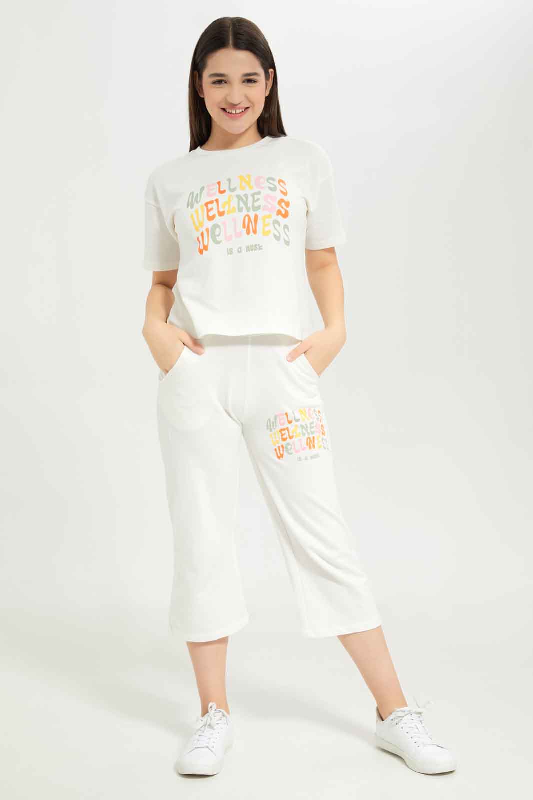 Redtag-Girls-White-Drop-Shoulder-Top-Category:T-Shirts,-Colour:White,-Deals:New-In,-Dept:Girls,-Filter:Senior-Girls-(8-to-14-Yrs),-GSR-T-Shirts,-New-In-GSR-APL,-Non-Sale,-S23B,-Section:Girls-(0-to-14Yrs)-Senior-Girls-9 to 14 Years