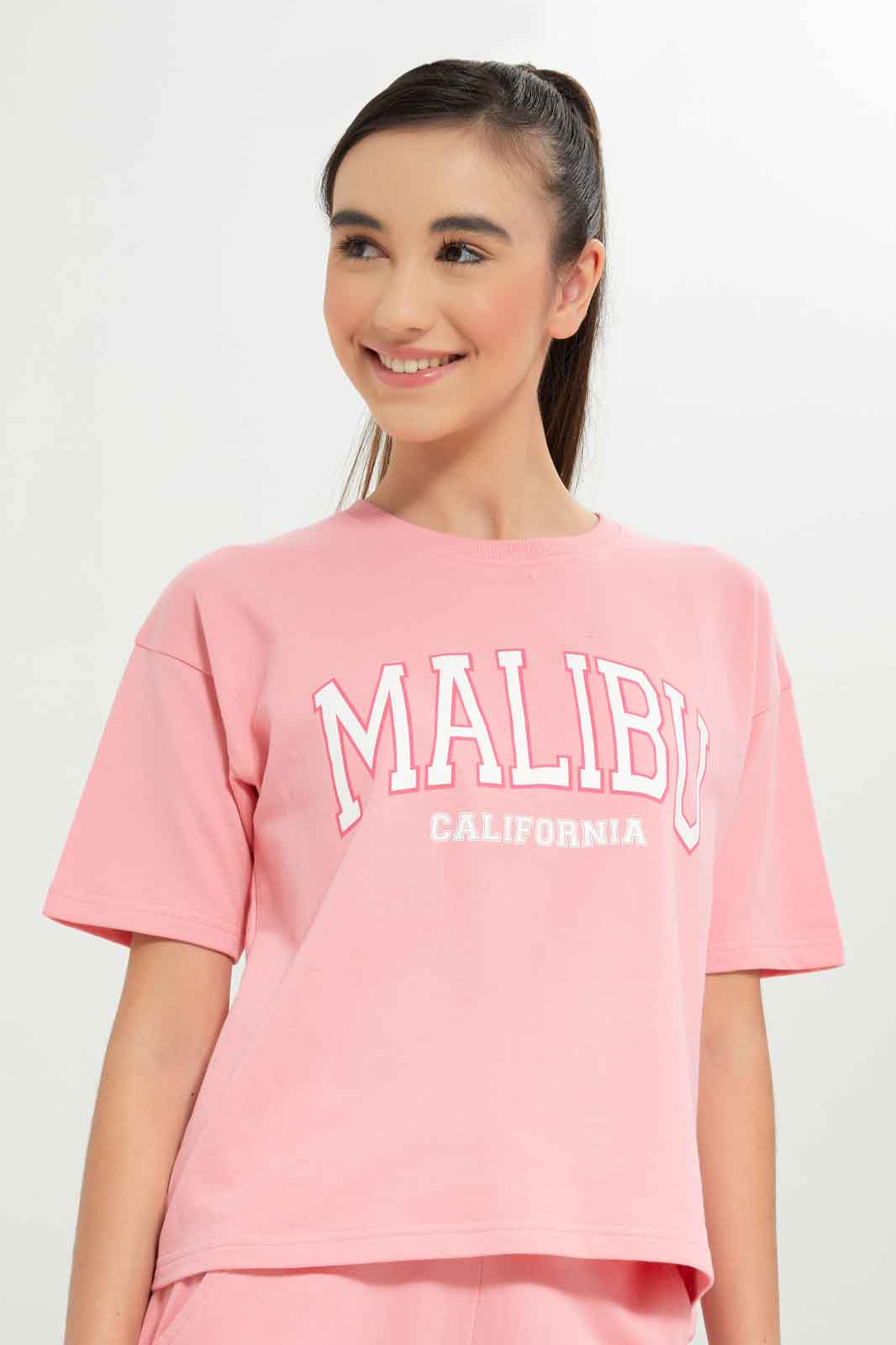 Redtag-Girls-Pink-Extended-Sleeve-Top-Category:T-Shirts,-Colour:Apricot,-Deals:New-In,-Dept:Girls,-Filter:Senior-Girls-(8-to-14-Yrs),-GSR-T-Shirts,-New-In-GSR-APL,-Non-Sale,-S23B,-Section:Girls-(0-to-14Yrs)-Senior-Girls-9 to 14 Years