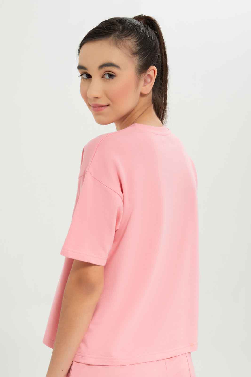 Redtag-Girls-Pink-Extended-Sleeve-Top-Category:T-Shirts,-Colour:Apricot,-Deals:New-In,-Dept:Girls,-Filter:Senior-Girls-(8-to-14-Yrs),-GSR-T-Shirts,-New-In-GSR-APL,-Non-Sale,-S23B,-Section:Girls-(0-to-14Yrs)-Senior-Girls-9 to 14 Years