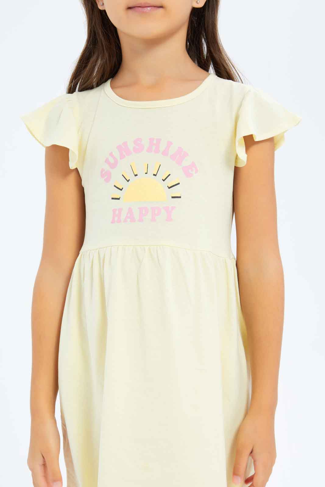 Redtag-Girls-Opp-Sj-Dress-Ss---Hello-Sunshine-Yellow-Category:Dresses,-Colour:Yellow,-Deals:New-In,-Dept:Girls,-Filter:Girls-(2-to-8-Yrs),-GIR-Dresses,-New-In-GIR-APL,-Non-Sale,-S23B,-Section:Girls-(0-to-14Yrs),-VLM-Girls-2 to 8 Years