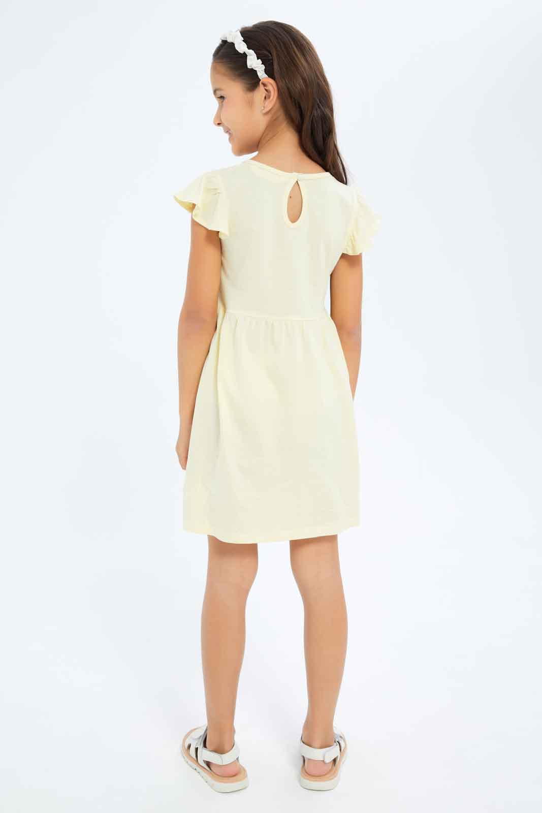 Redtag-Girls-Opp-Sj-Dress-Ss---Hello-Sunshine-Yellow-Category:Dresses,-Colour:Yellow,-Deals:New-In,-Dept:Girls,-Filter:Girls-(2-to-8-Yrs),-GIR-Dresses,-New-In-GIR-APL,-Non-Sale,-S23B,-Section:Girls-(0-to-14Yrs),-VLM-Girls-2 to 8 Years