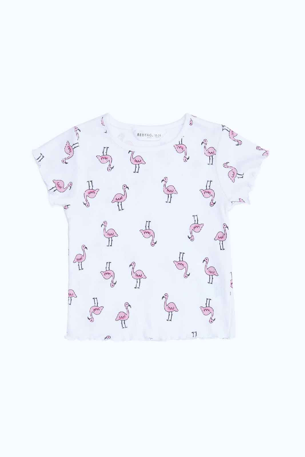 Redtag-Girls-White-Floral-Rib-T-Shirt-Category:T-Shirts,-Colour:White,-Deals:New-In,-Dept:Girls,-Filter:Infant-Girls-(3-to-24-Mths),-ING-T-Shirts,-New-In-ING-APL,-Non-Sale,-S23B,-Section:Girls-(0-to-14Yrs)-Infant-Girls-3 to 24 Months