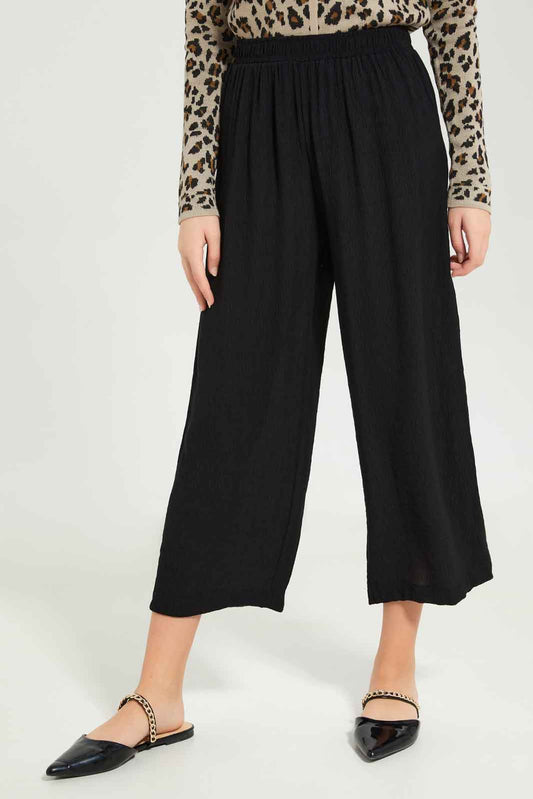Redtag-Girls-Black-Culottes-Category:Trousers,-Colour:Black,-Deals:New-In,-Dept:Girls,-Filter:Senior-Girls-(8-to-14-Yrs),-GSR-Trousers,-New-In-GSR-APL,-Non-Sale,-S23B,-Section:Girls-(0-to-14Yrs),-VLM-Senior-Girls-9 to 14 Years