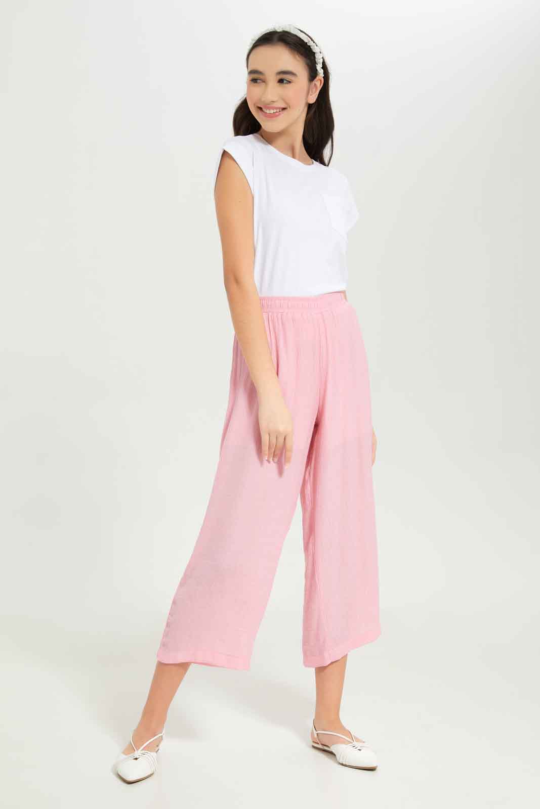 Redtag-Girls-Pink-Culottes-Category:Trousers,-Colour:Apricot,-Deals:New-In,-Dept:Girls,-Filter:Senior-Girls-(8-to-14-Yrs),-GSR-Trousers,-New-In-GSR-APL,-Non-Sale,-S23B,-Section:Girls-(0-to-14Yrs),-VLM-Senior-Girls-9 to 14 Years